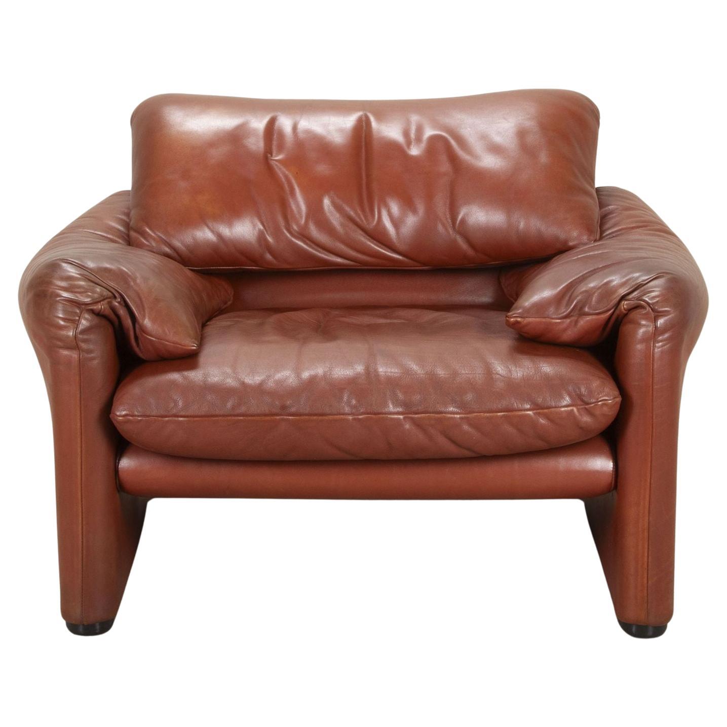 Grand fauteuil en cuir italien du 20e siècle en vente