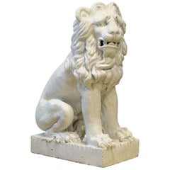 Large 20th Century Italian White Glazed Terracotta Lion