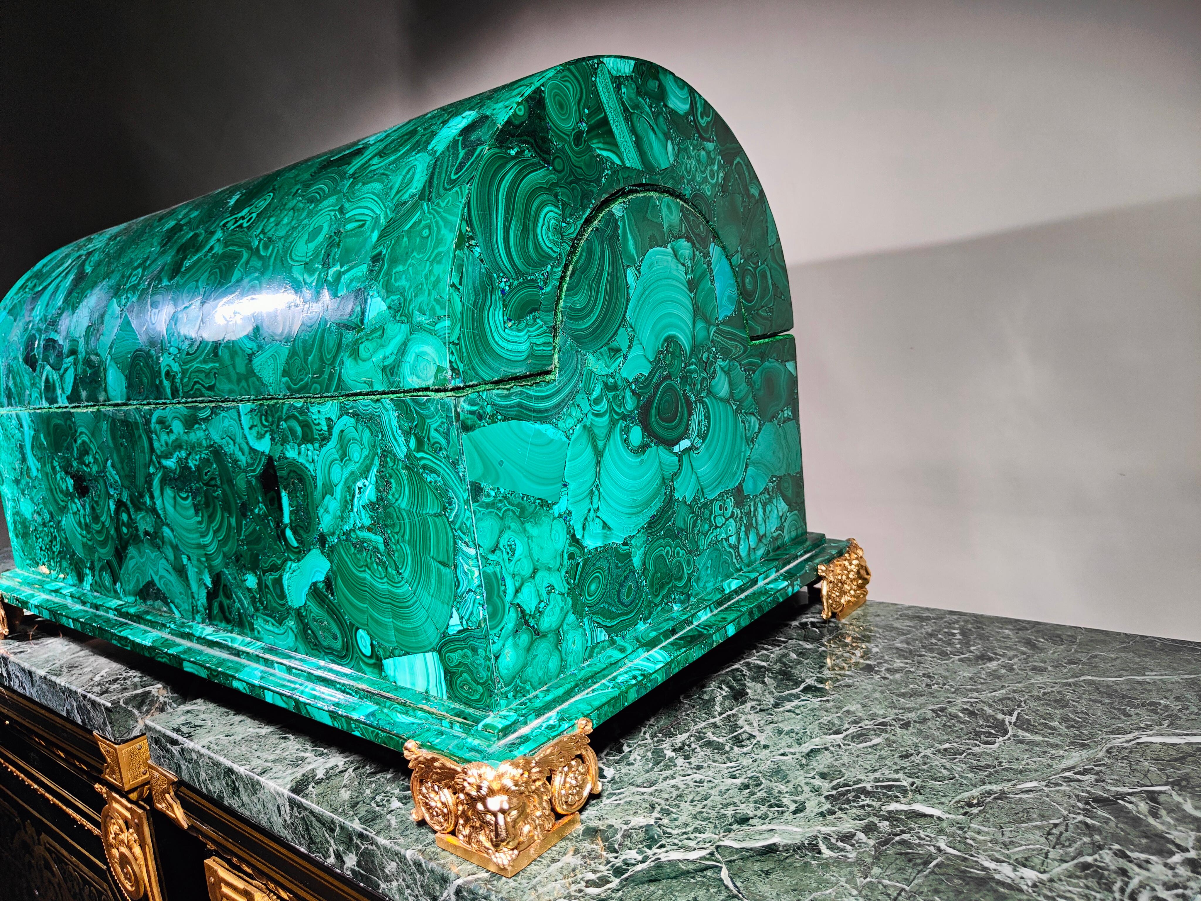 Large 20th Century Malachite Box 70 x 40 x 33 cm For Sale 15