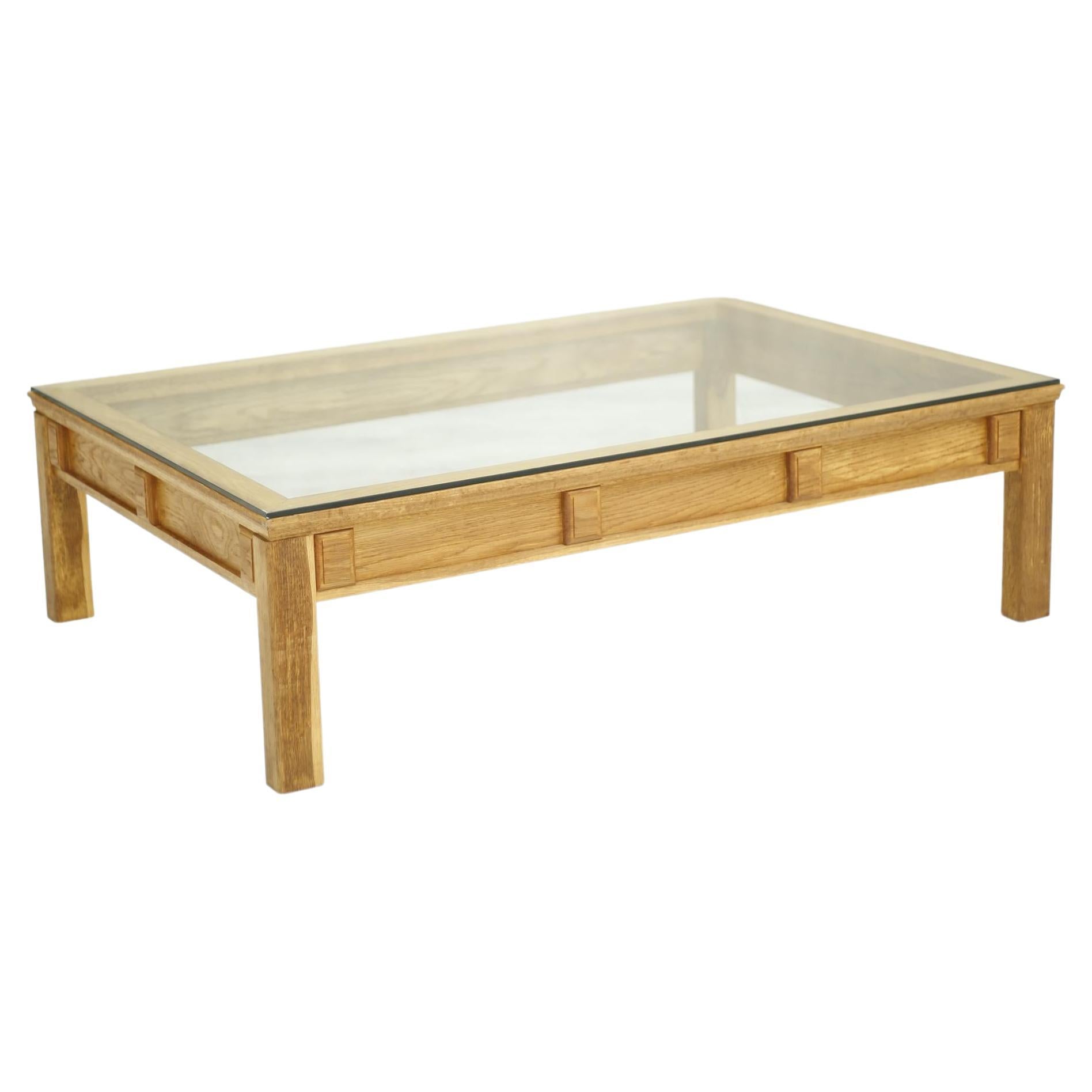 Oak and Glass Starburst Coffee Table at 1stDibs
