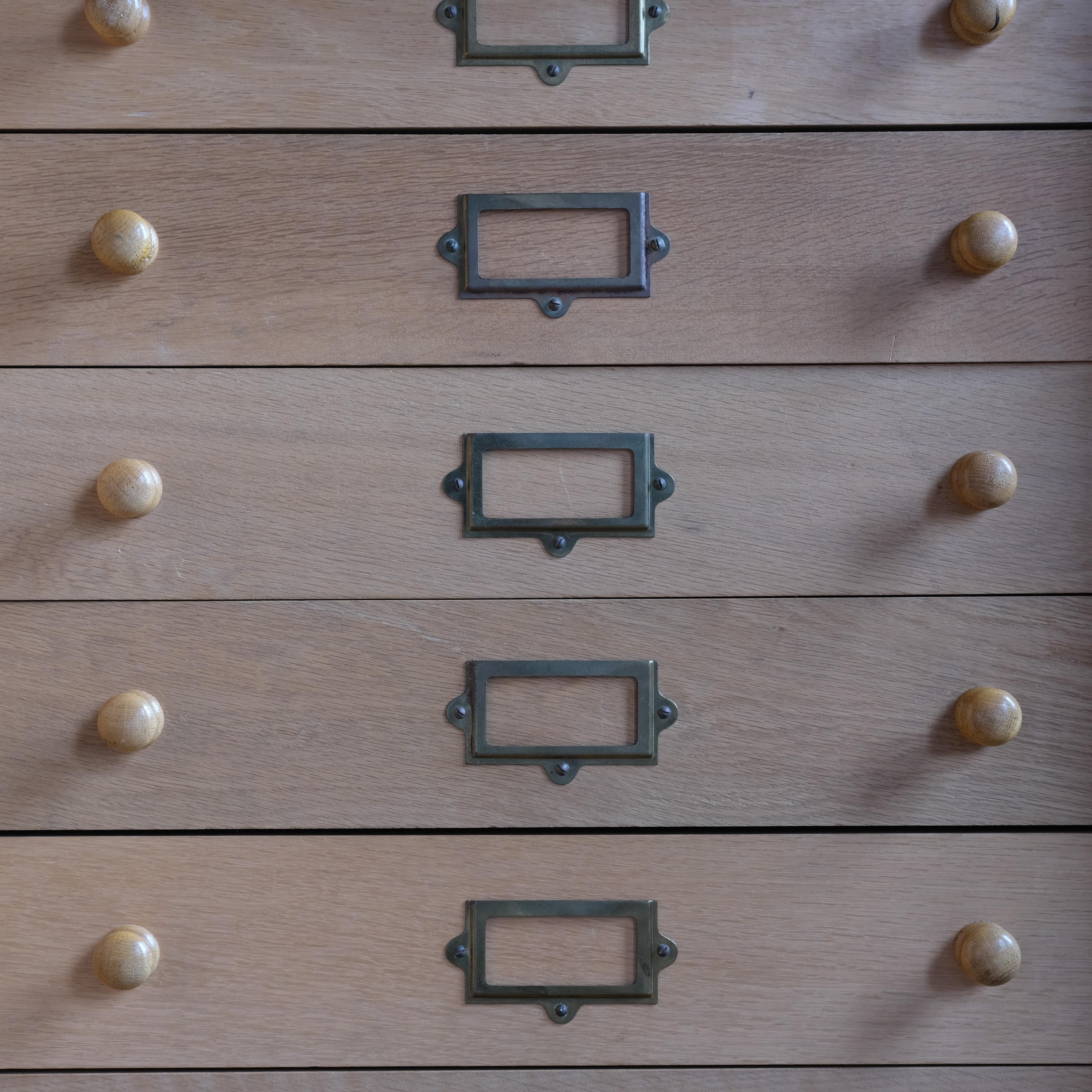 British Large 20th Century Oak Collectors / Museum Drawers