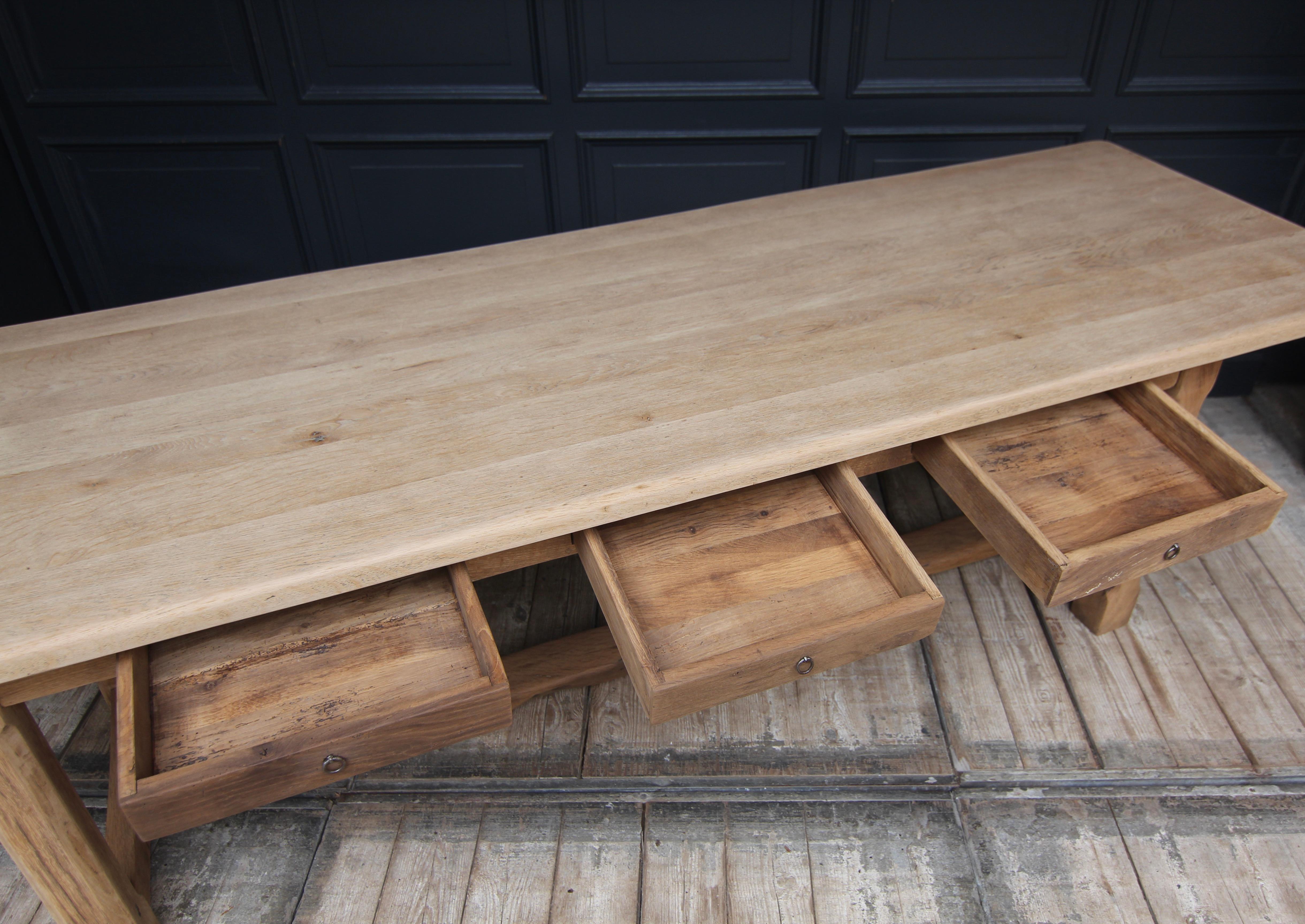 Large 20th Century Oak Farm Dining Table For Sale 14