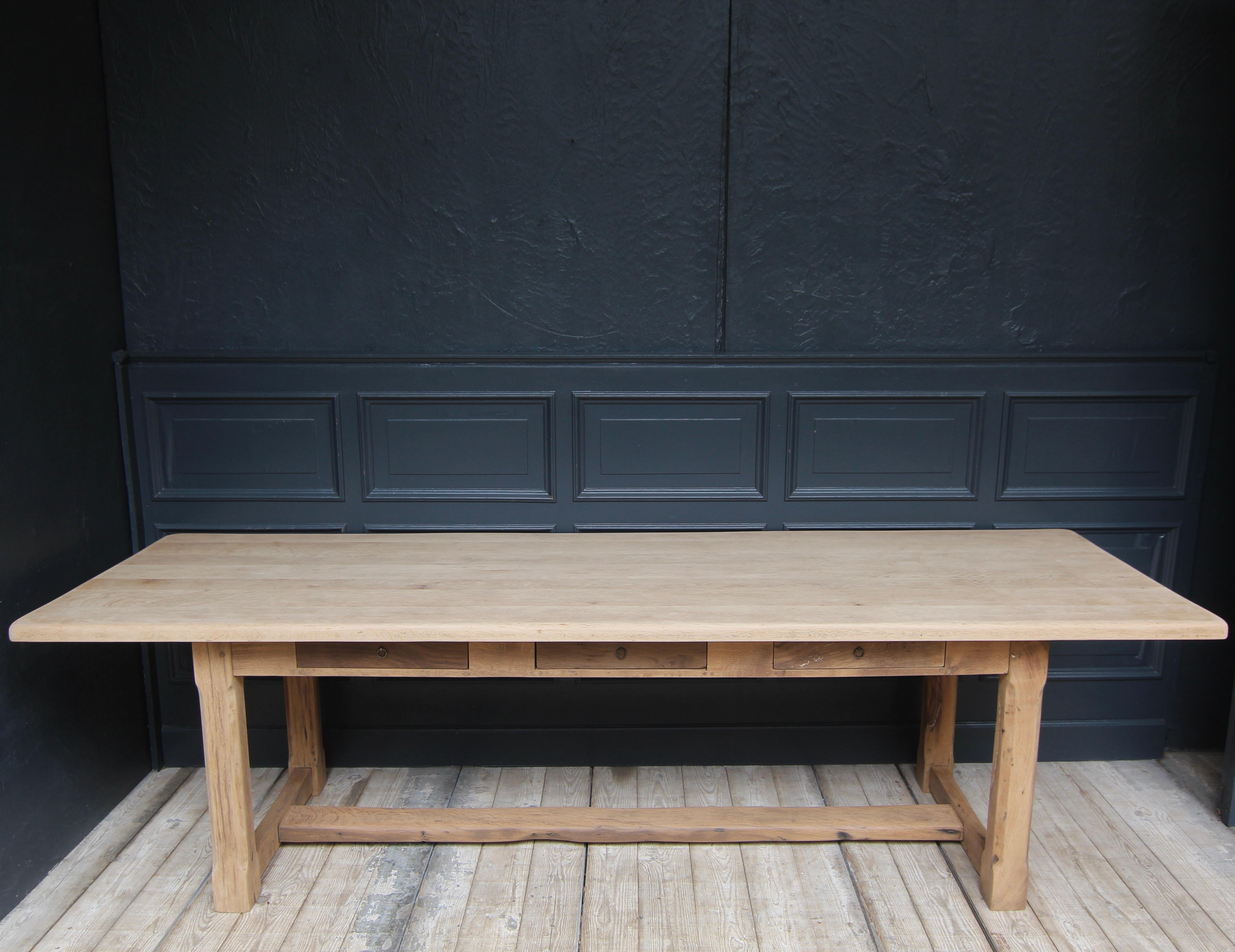 Large 20th Century Oak Farm Dining Table For Sale 2
