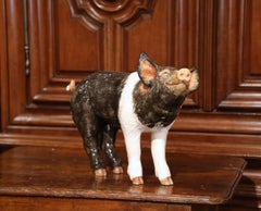 Large 20th Century Painted Ceramic Pig Sculpture from Townsend