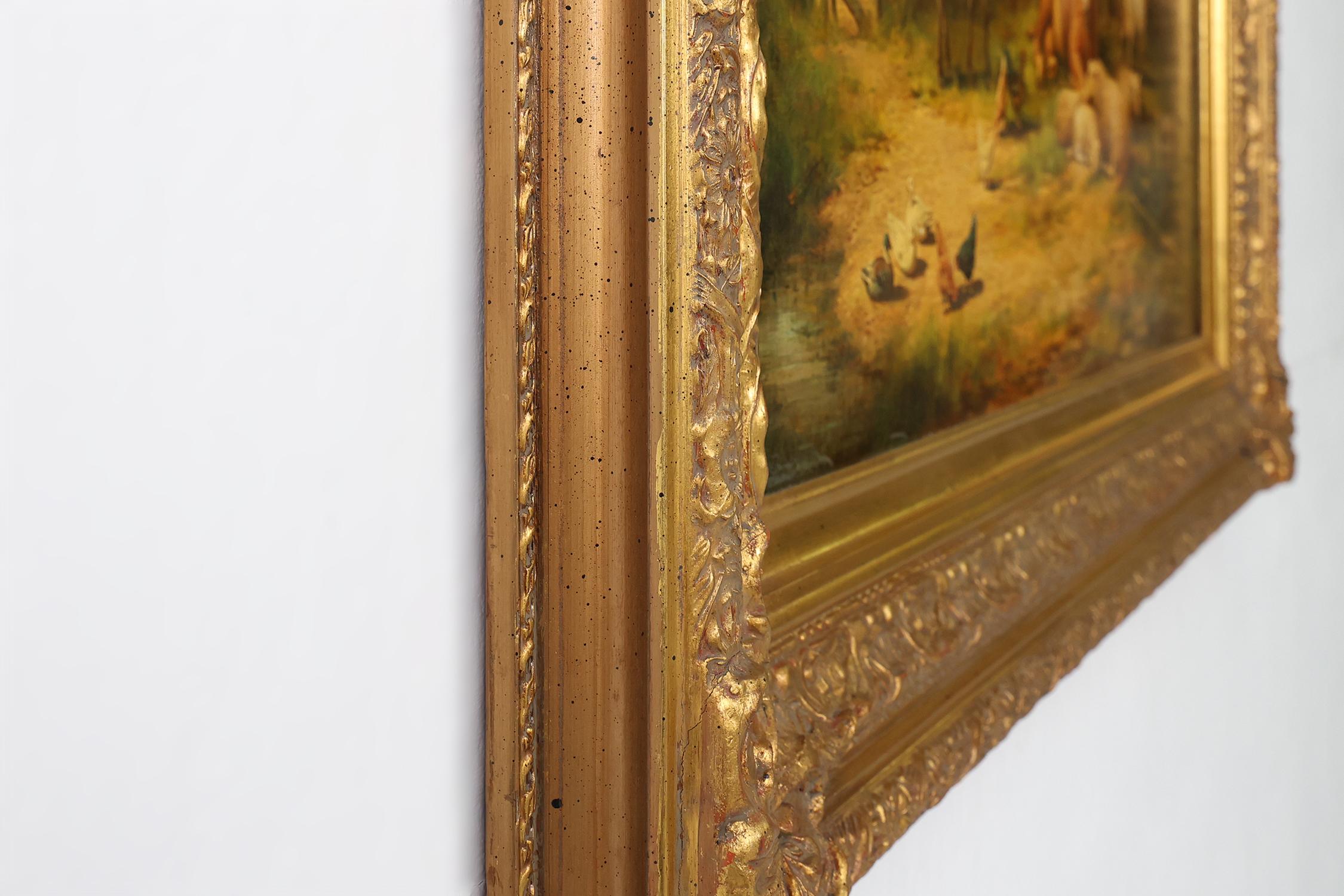 Large 20th century painting with wooden frame, Belgium 1960s For Sale 2