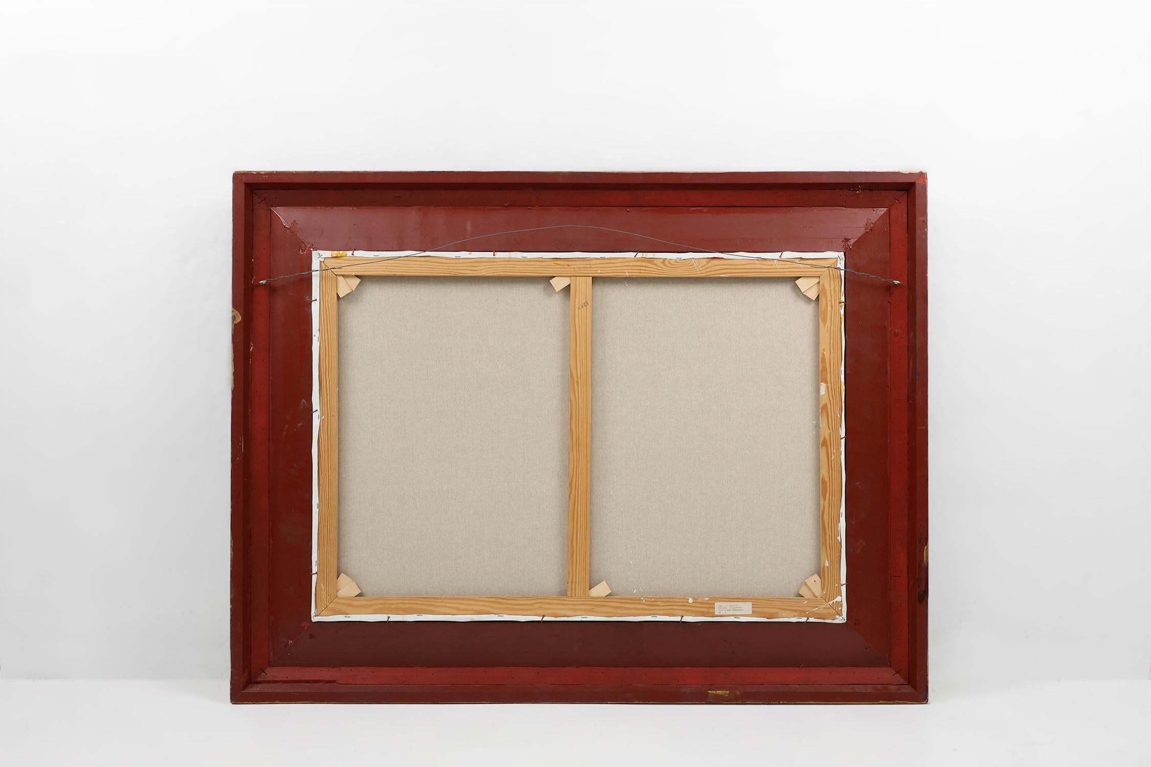 Large 20th century painting with wooden frame, Belgium 1960s For Sale 3