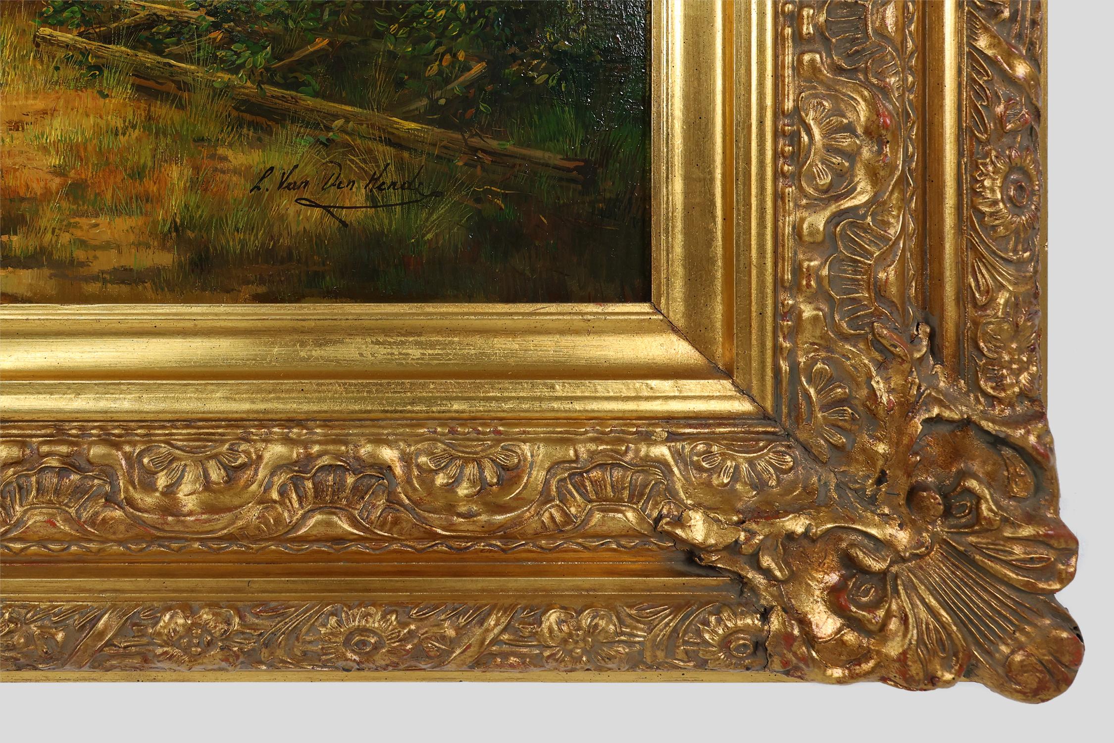 Baroque Large 20th century painting with wooden frame, Belgium 1960s For Sale