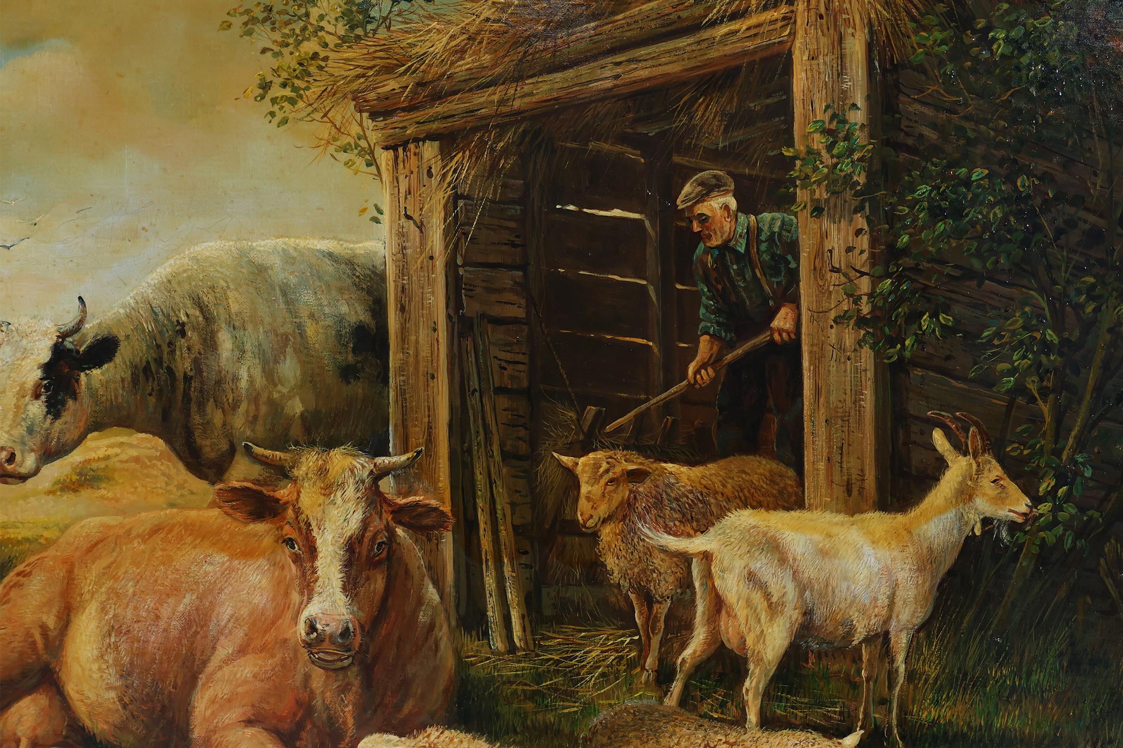 Large 20th century painting with wooden frame, Belgium 1960s In Good Condition For Sale In Meulebeke, BE
