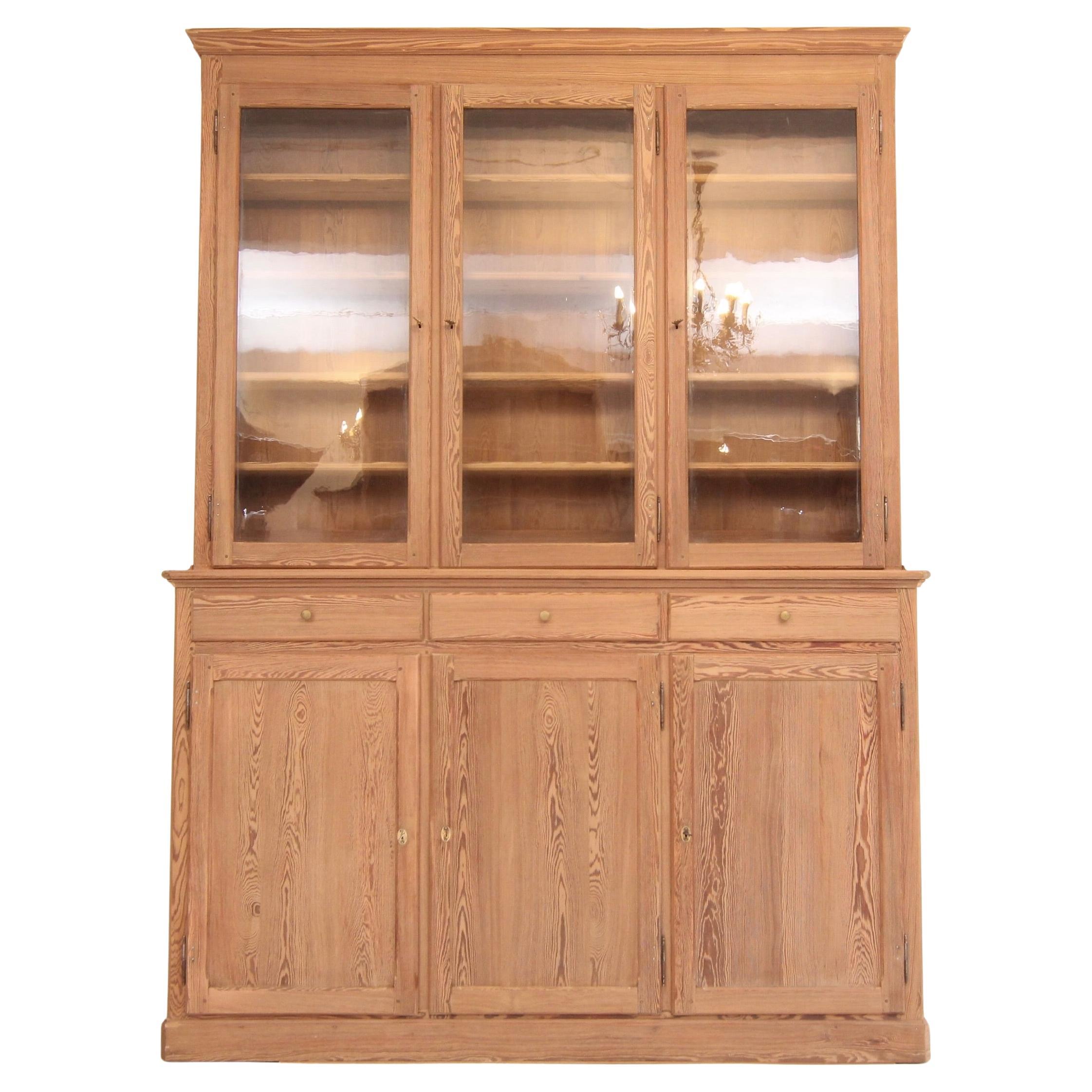 Large 20th Century Pine Display Cabinet For Sale