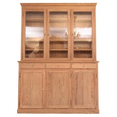 Large 20th Century Pine Display Cabinet Vintage Large 20th Century Pine Display Cabinet