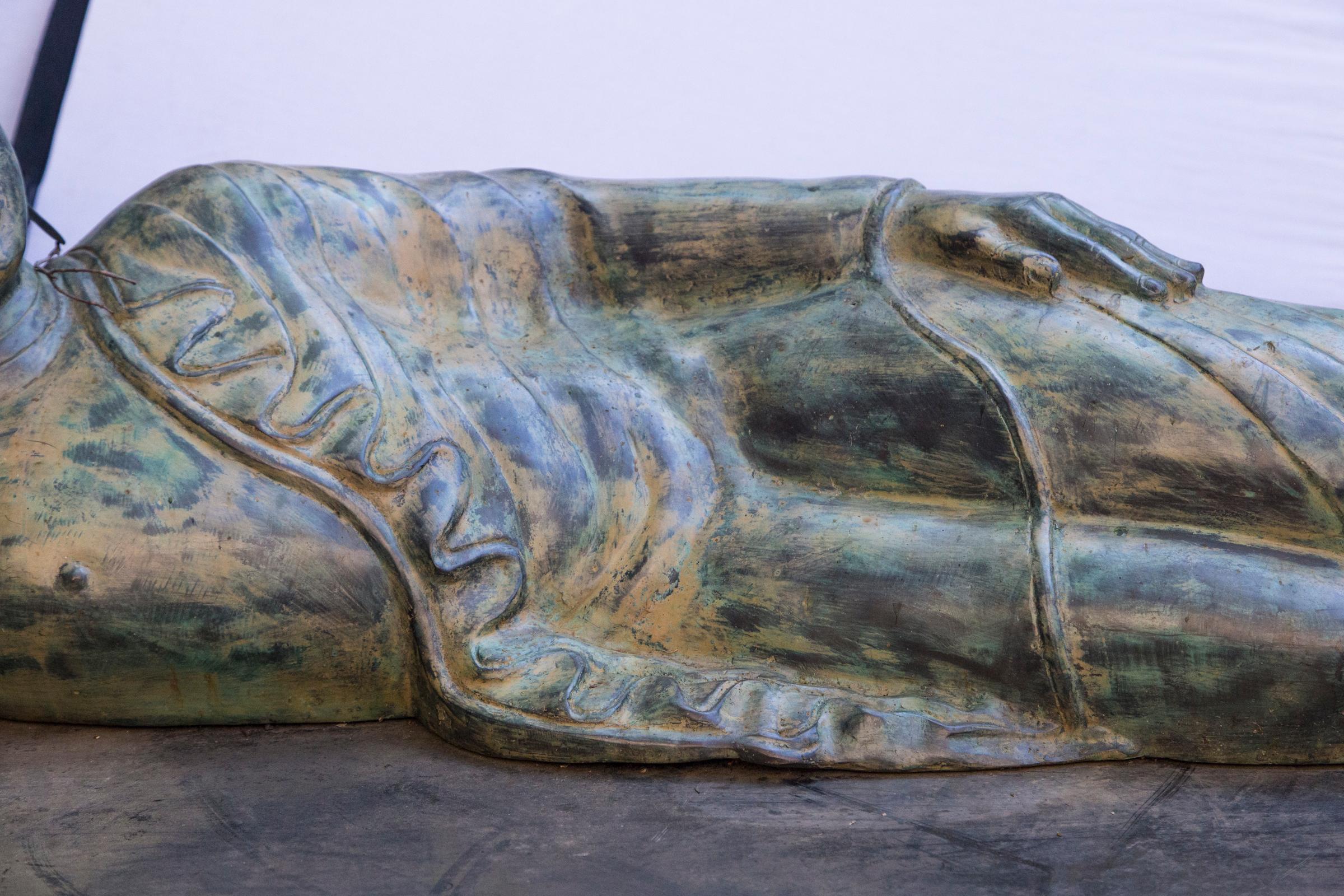 Southeast Asian Large 20th Century Reclining Bronze Buddha For Sale