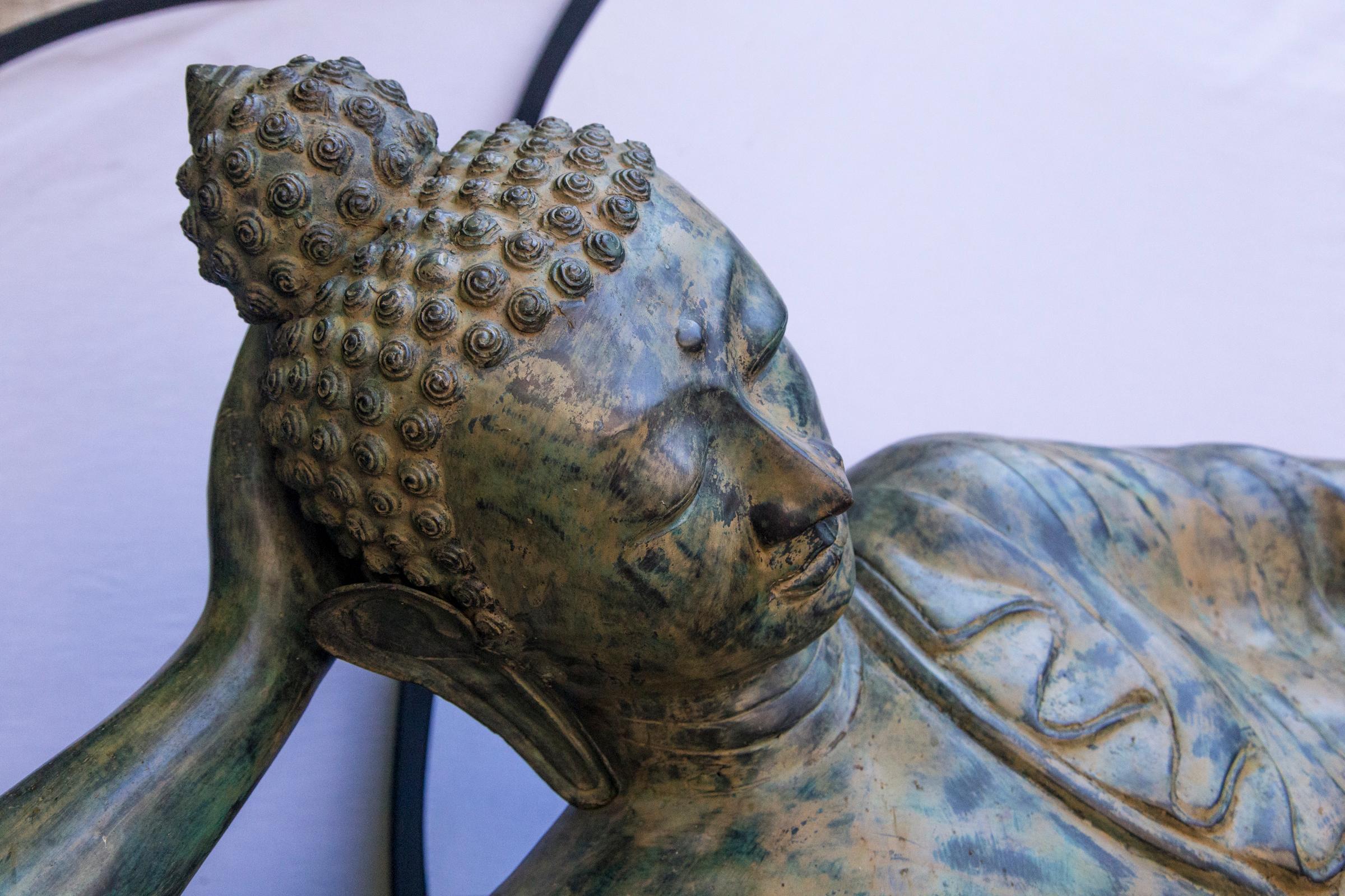 Large 20th Century Reclining Bronze Buddha For Sale 1