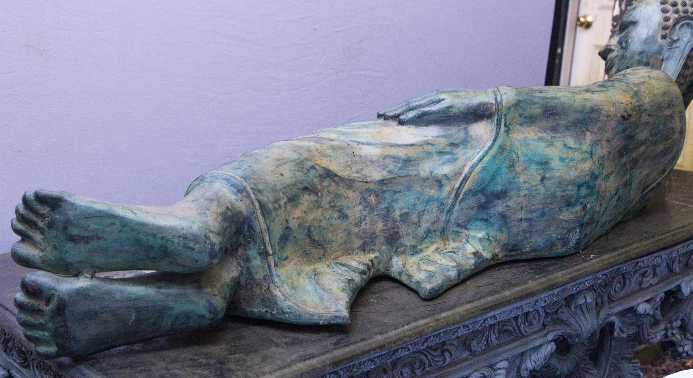 Large 20th Century Reclining Bronze Buddha For Sale 3