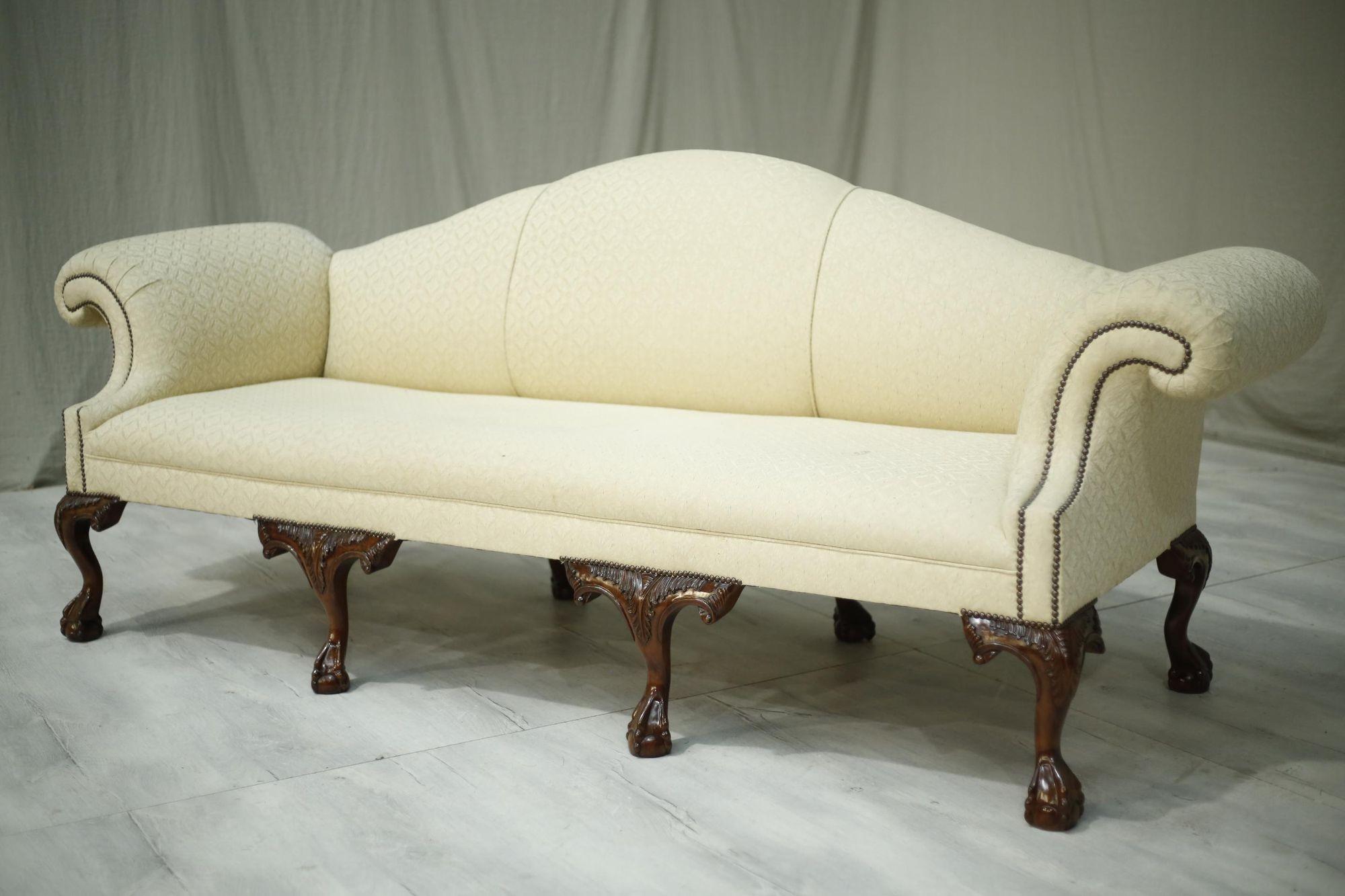 Large 20th Century Regency Style Camel Backed Sofa 2