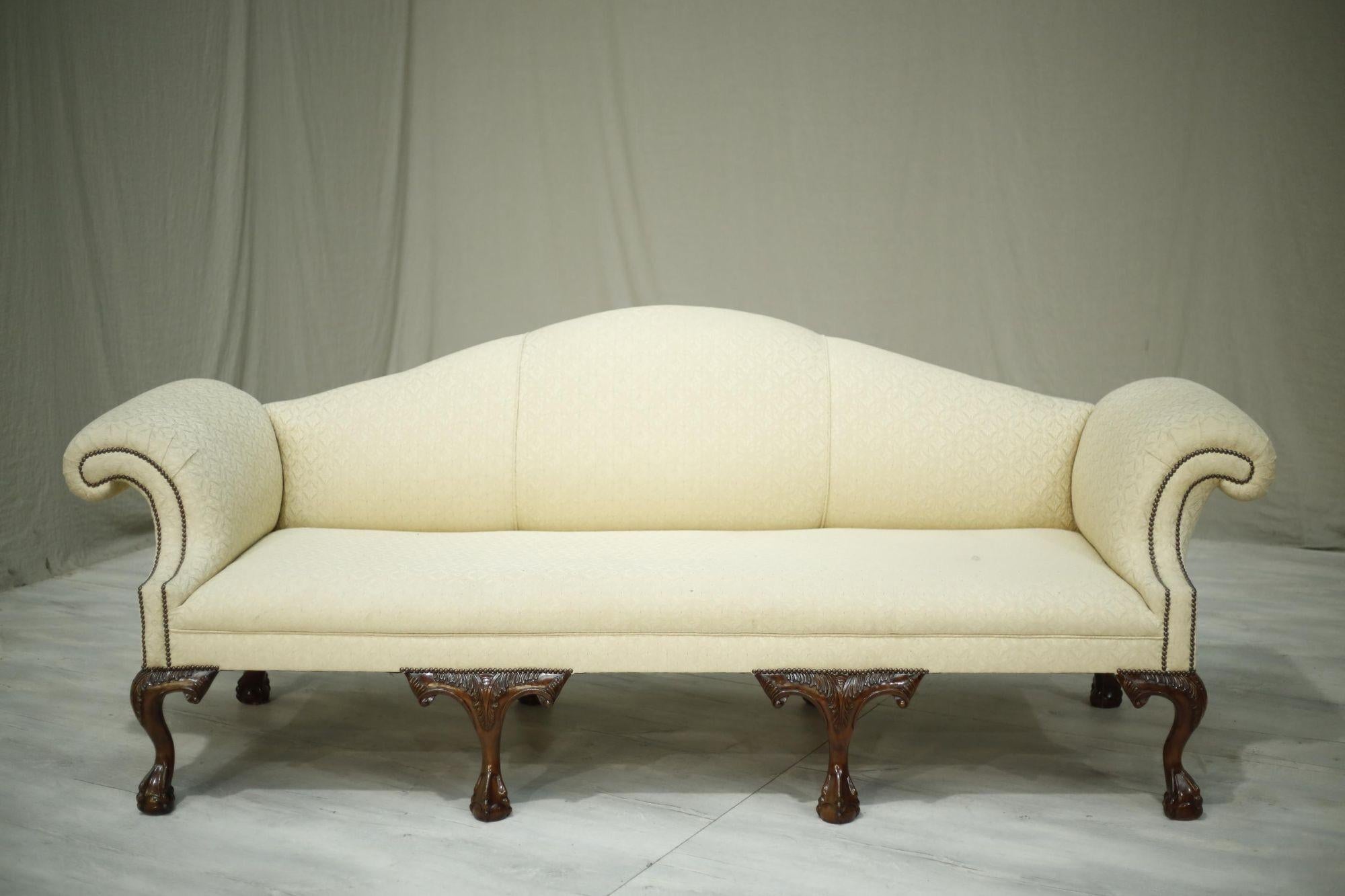 Large 20th Century Regency Style Camel Backed Sofa 3
