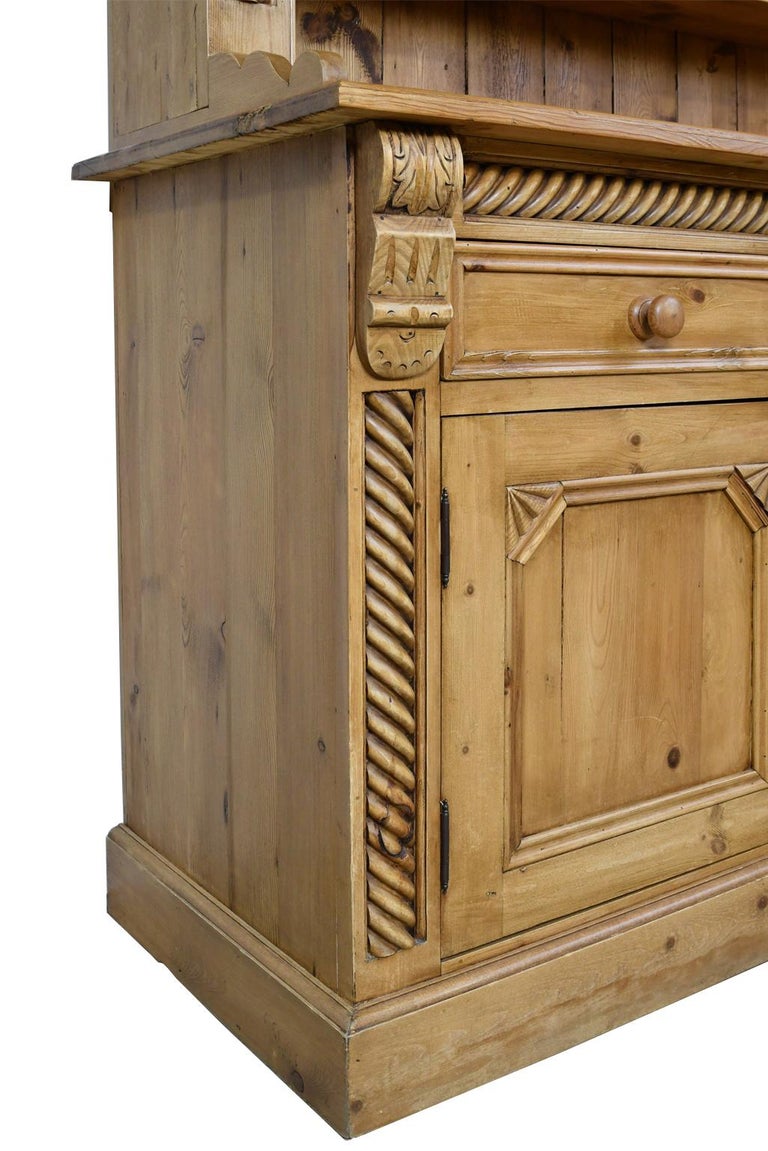 Large 20th Century Country Pine English/ Welsh Dresser w/ Open Plate