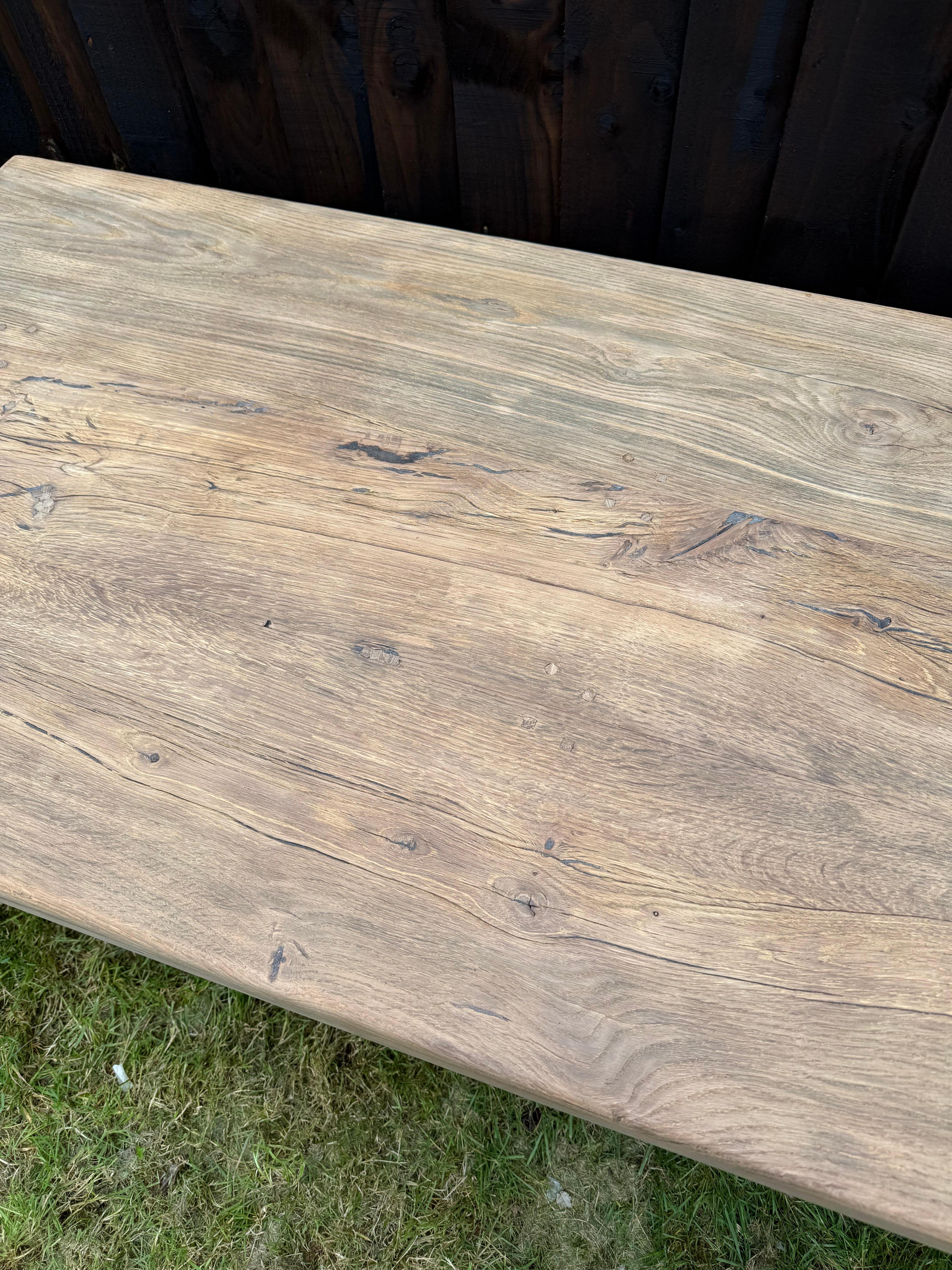Large 20th century scrubbed oak coffee table For Sale 5