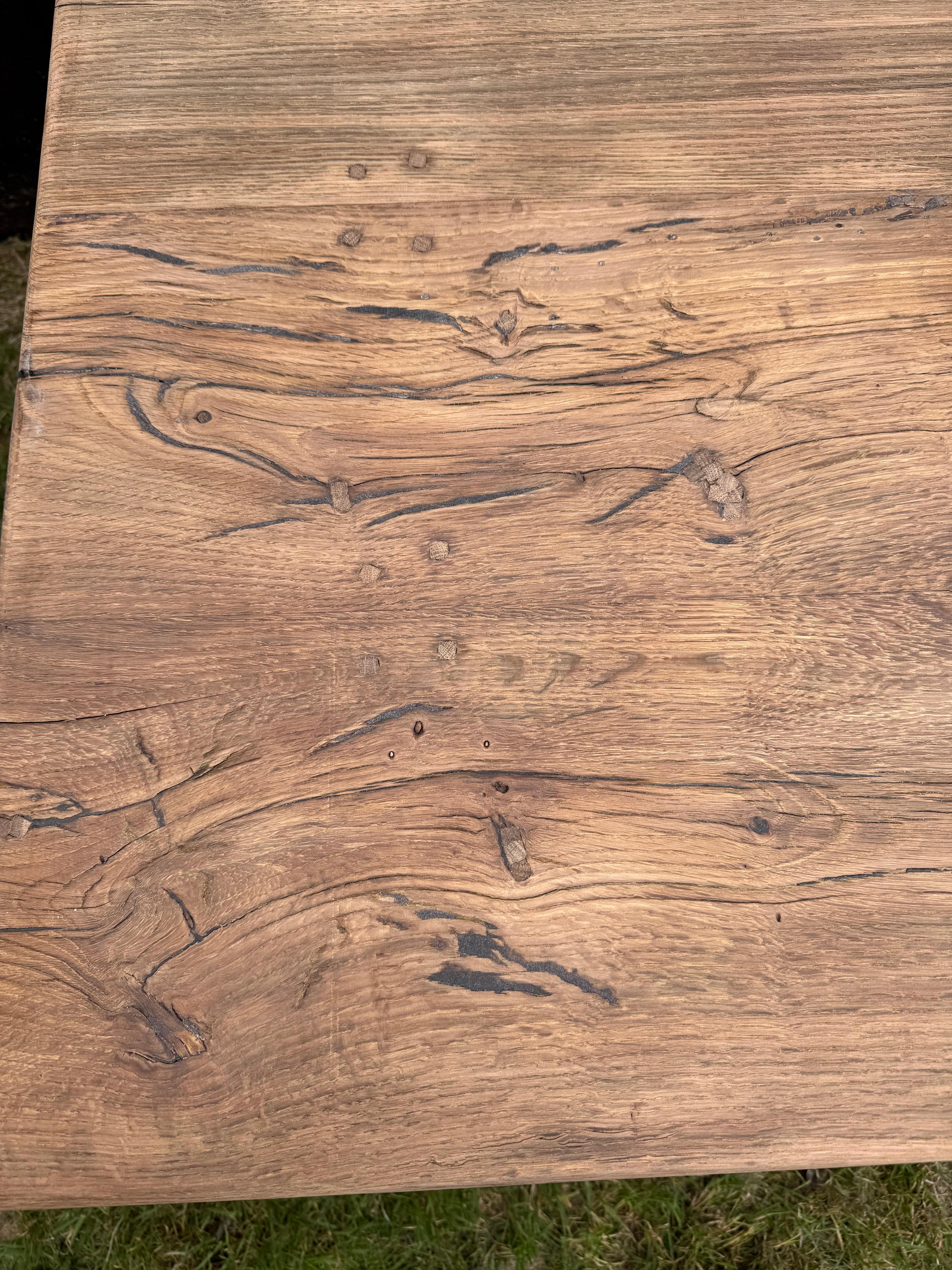 Large 20th century scrubbed oak coffee table For Sale 6