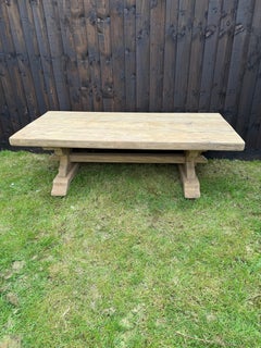 Large 20th century scrubbed oak coffee table