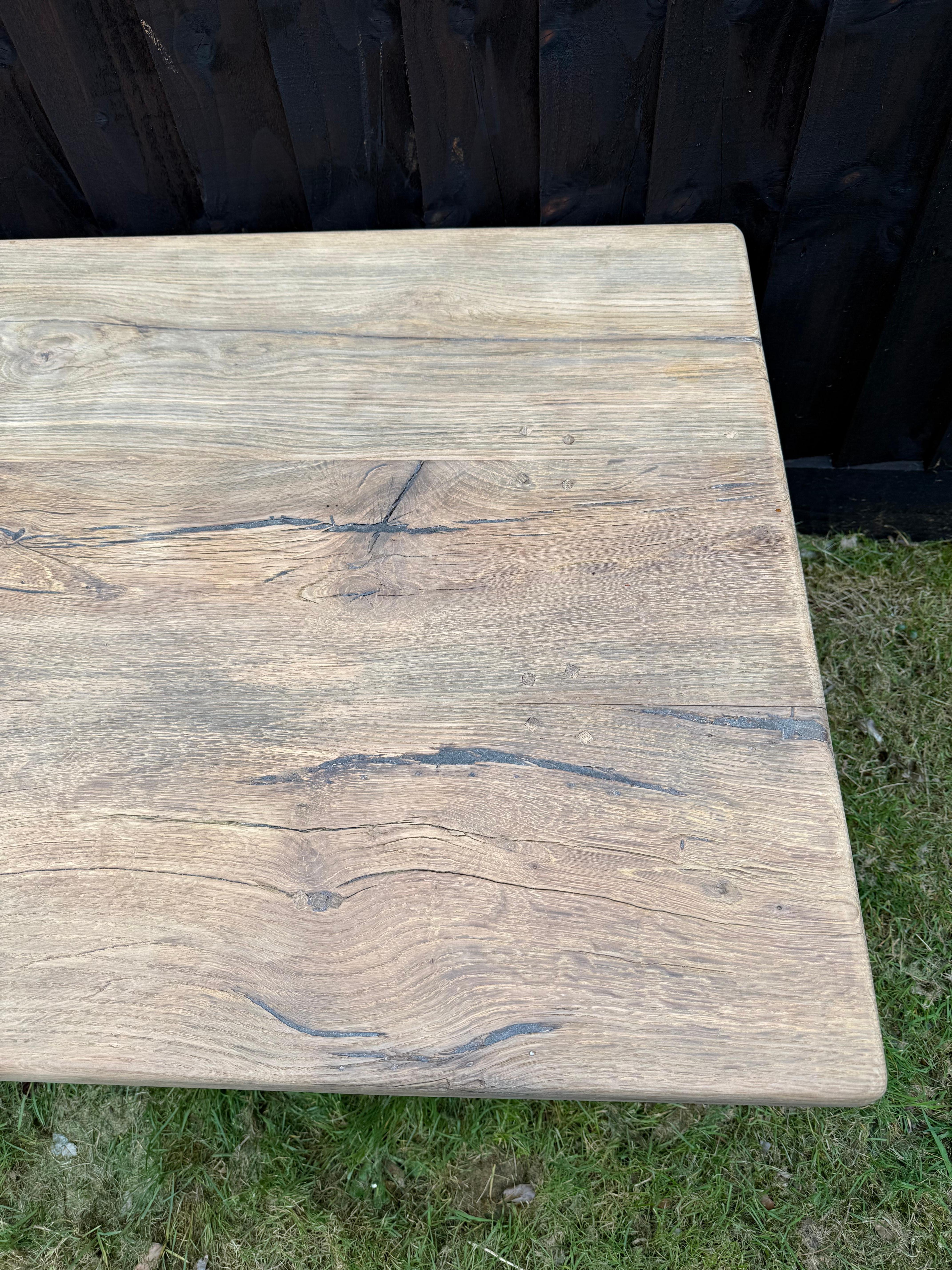 20th Century Large 20th century scrubbed oak coffee table For Sale