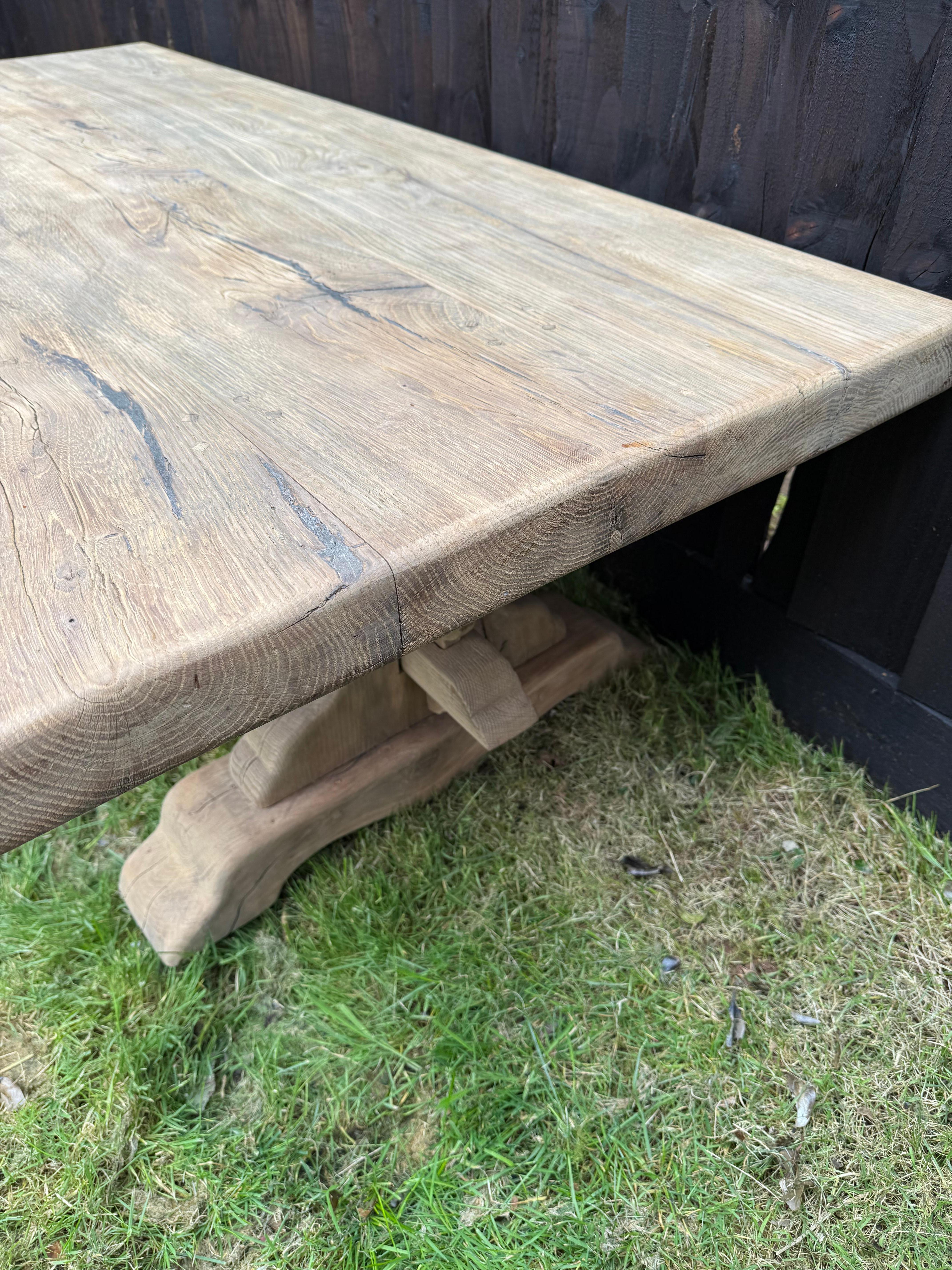 Large 20th century scrubbed oak coffee table For Sale 1