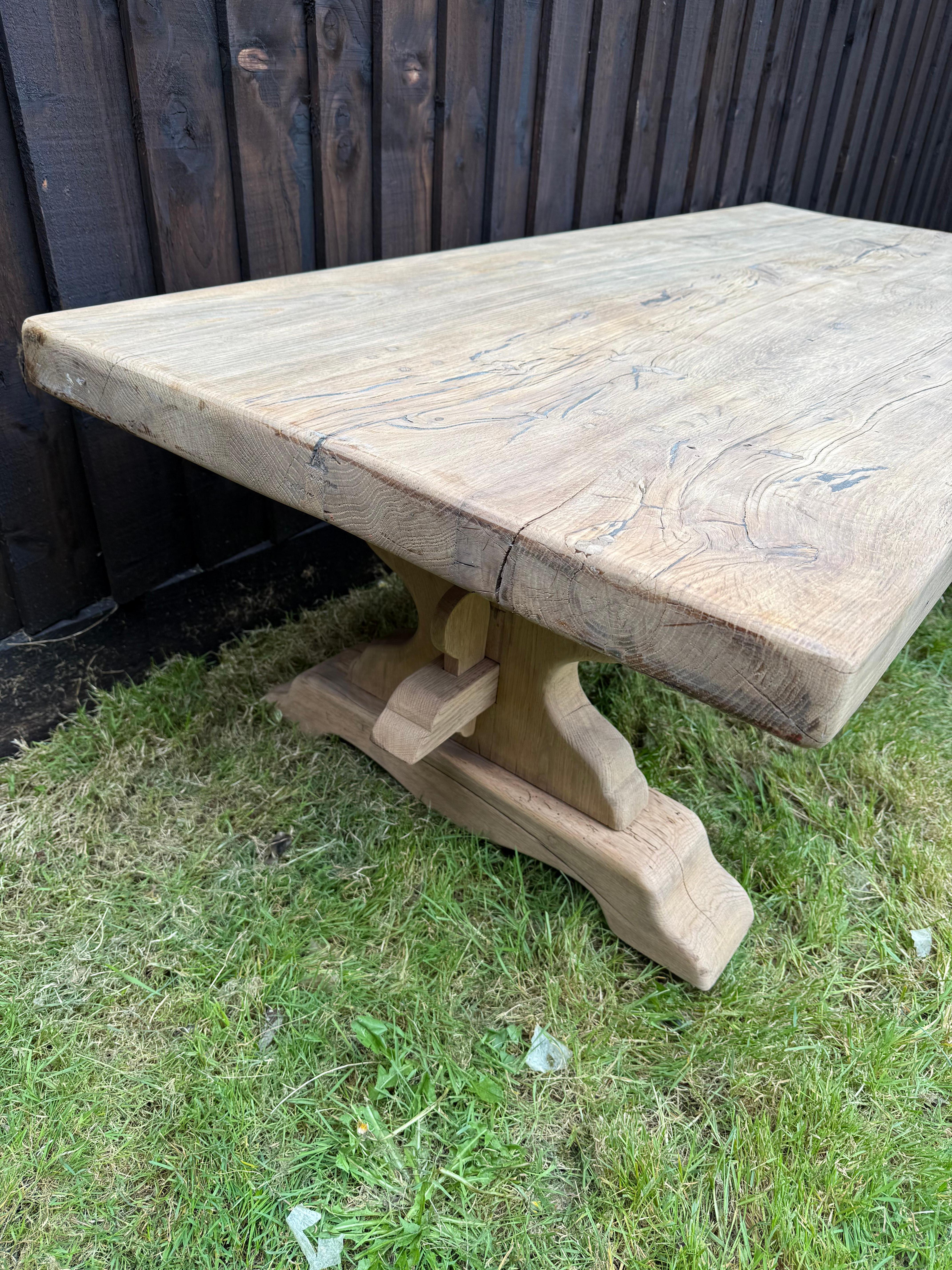 Large 20th century scrubbed oak coffee table For Sale 3