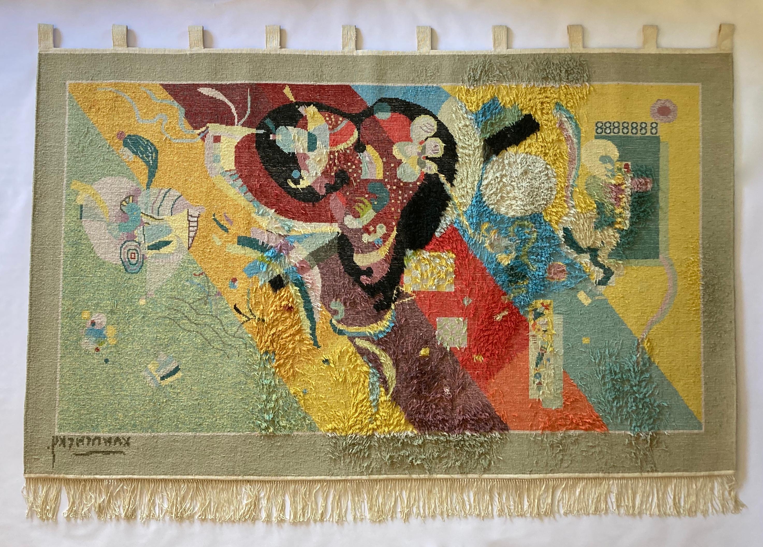Großer gewebter Wandteppich aus Seide des 20. Jahrhunderts nach Kandinskys Komposition 9 (1936) 5