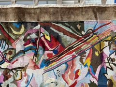 Grande tappeto da parete in seta del XX secolo ispirato a Kandinsky