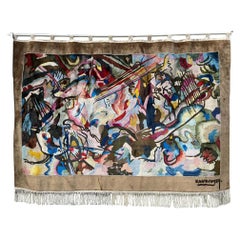 Large 20th Century Silk Woven Wall Rug after Kandinsky's