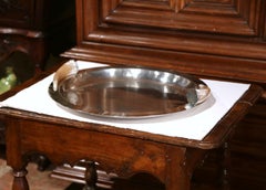 20th Century Silver Plated Display Bowl with Bovine Horn Handles