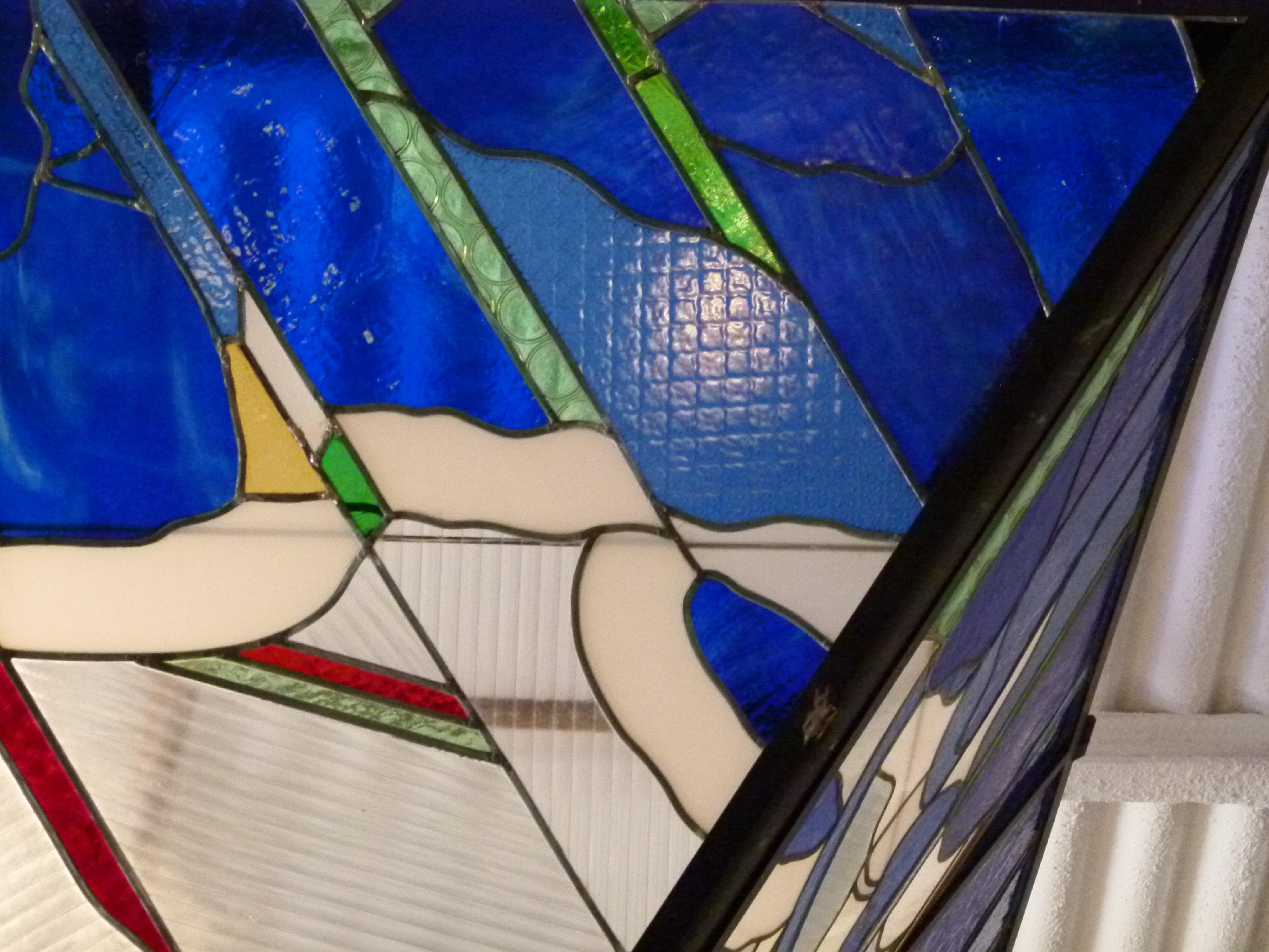 Large 20th Century Stained Glass Ceiling Light 9