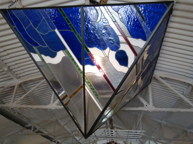 Large 20th Century Stained Glass Ceiling Light at 1stDibs