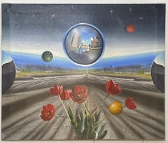 Large 20th Century Surrealist Painting, American, 1970's-1980's