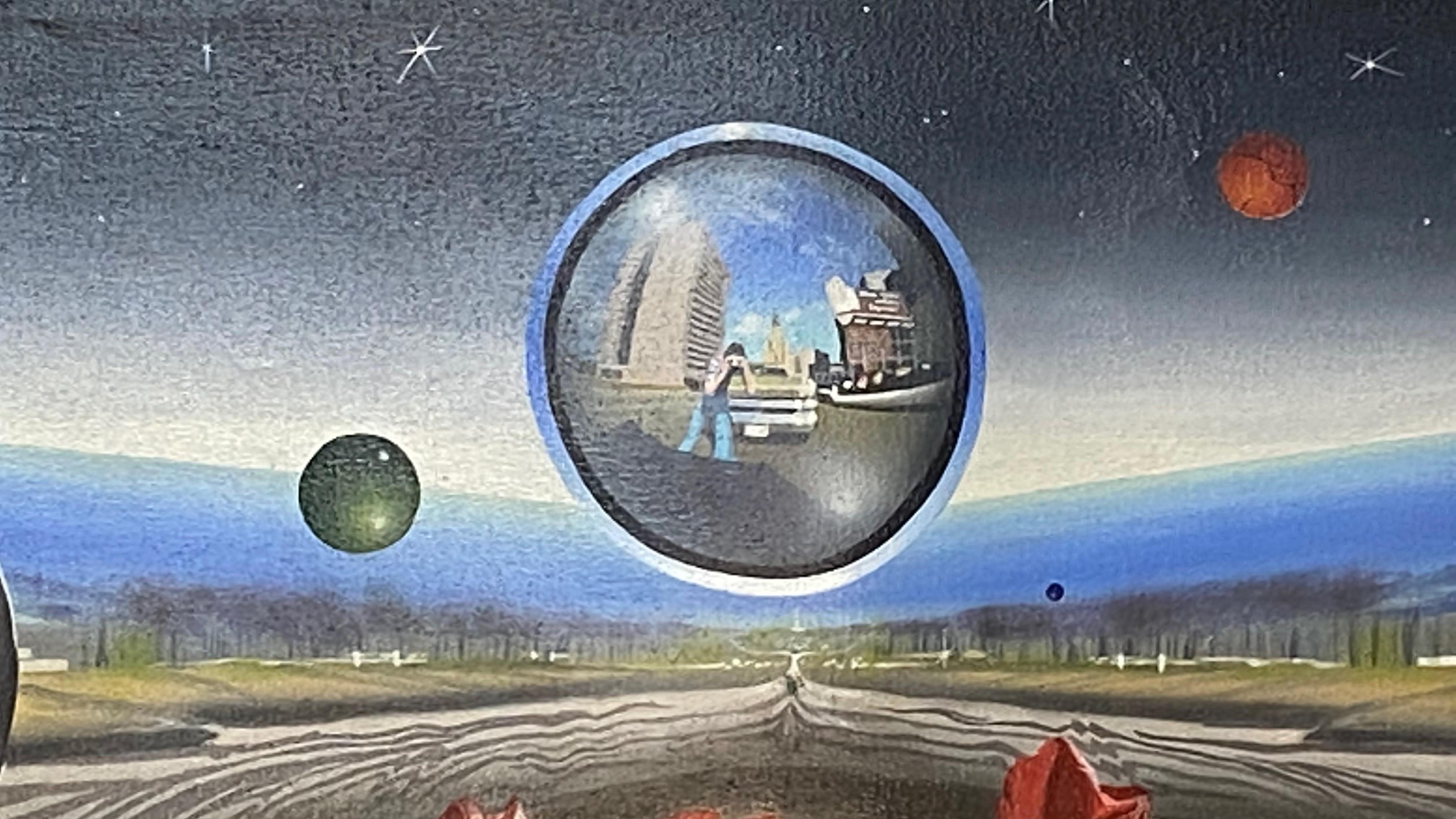 Hand-Painted Large 20th Century Surrealist Painting, American, 1970's-1980's For Sale