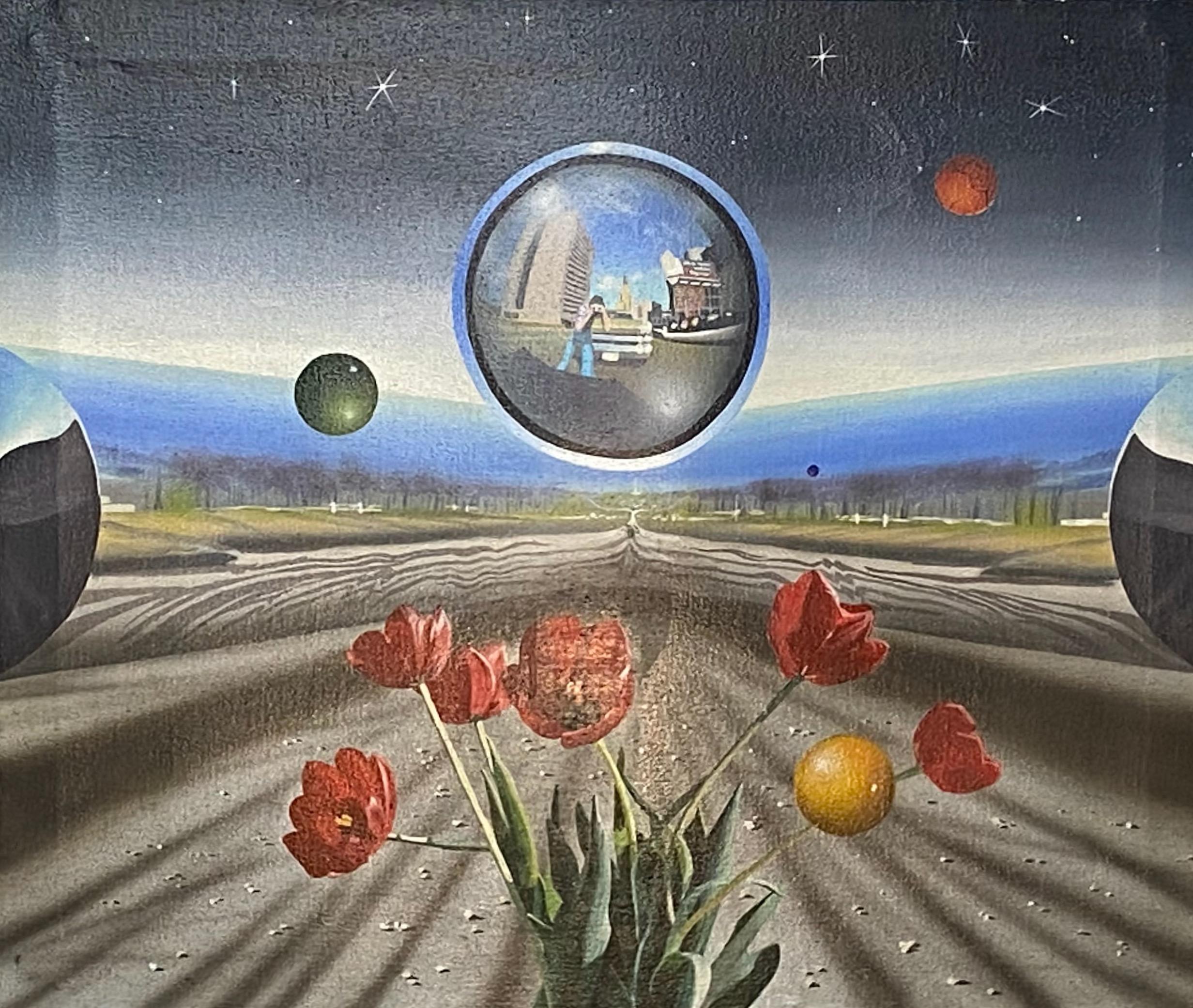 Canvas Large 20th Century Surrealist Painting, American, 1970's-1980's For Sale