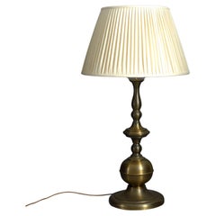 Vintage Large 20th Century, Turned Brass Table Lamp