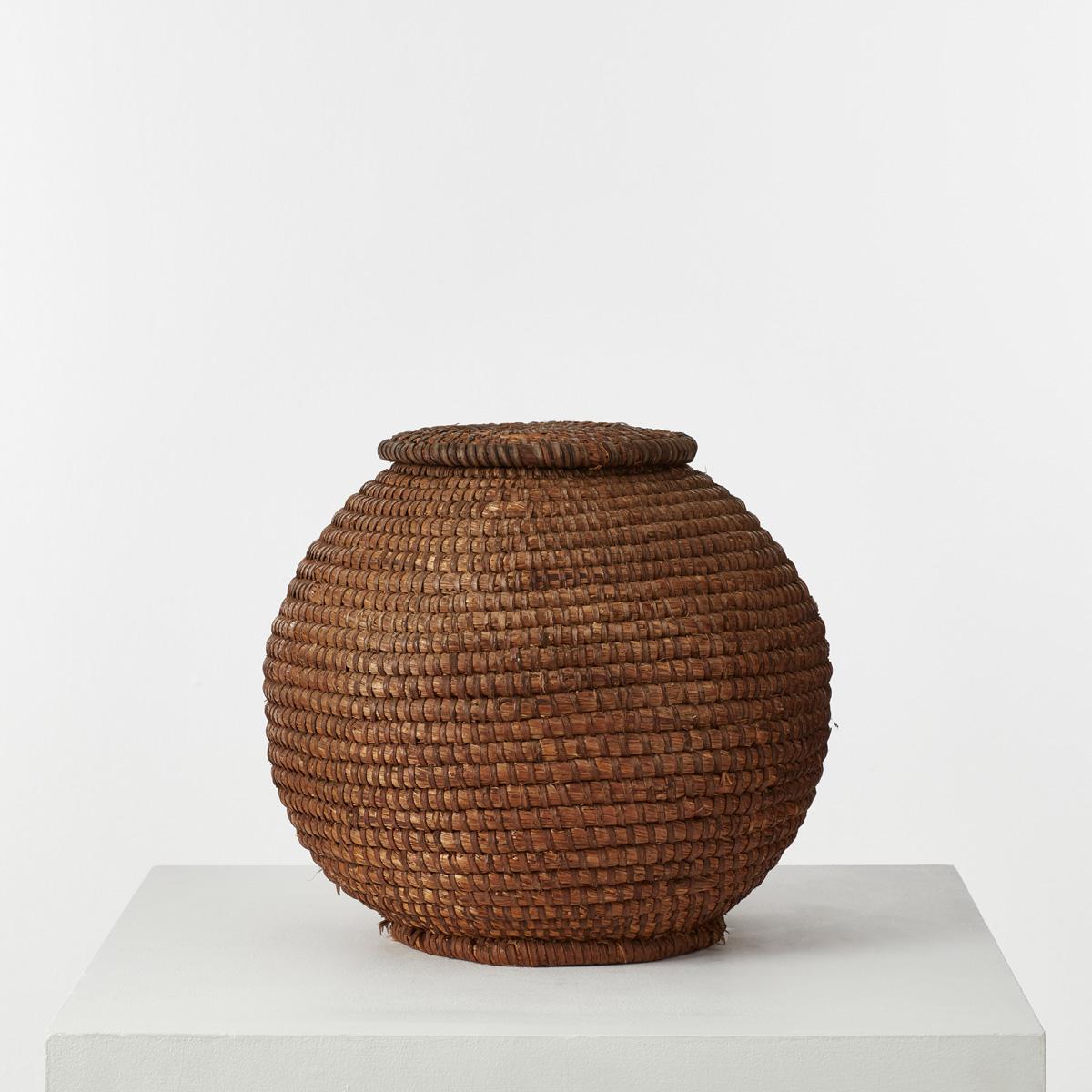 large round rattan basket