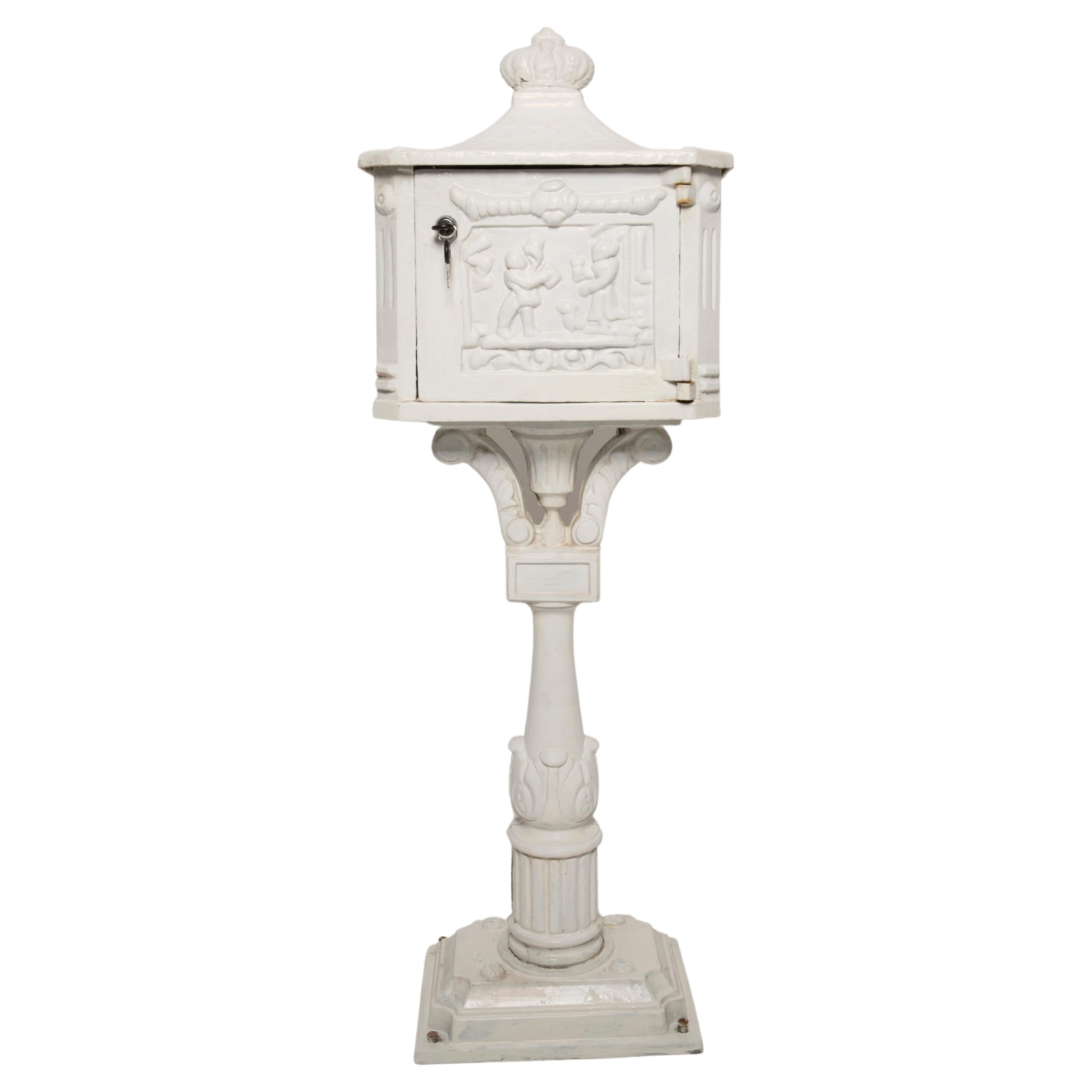 Large 20th Century White Post Box, Country House Letter Box, France, 1960s