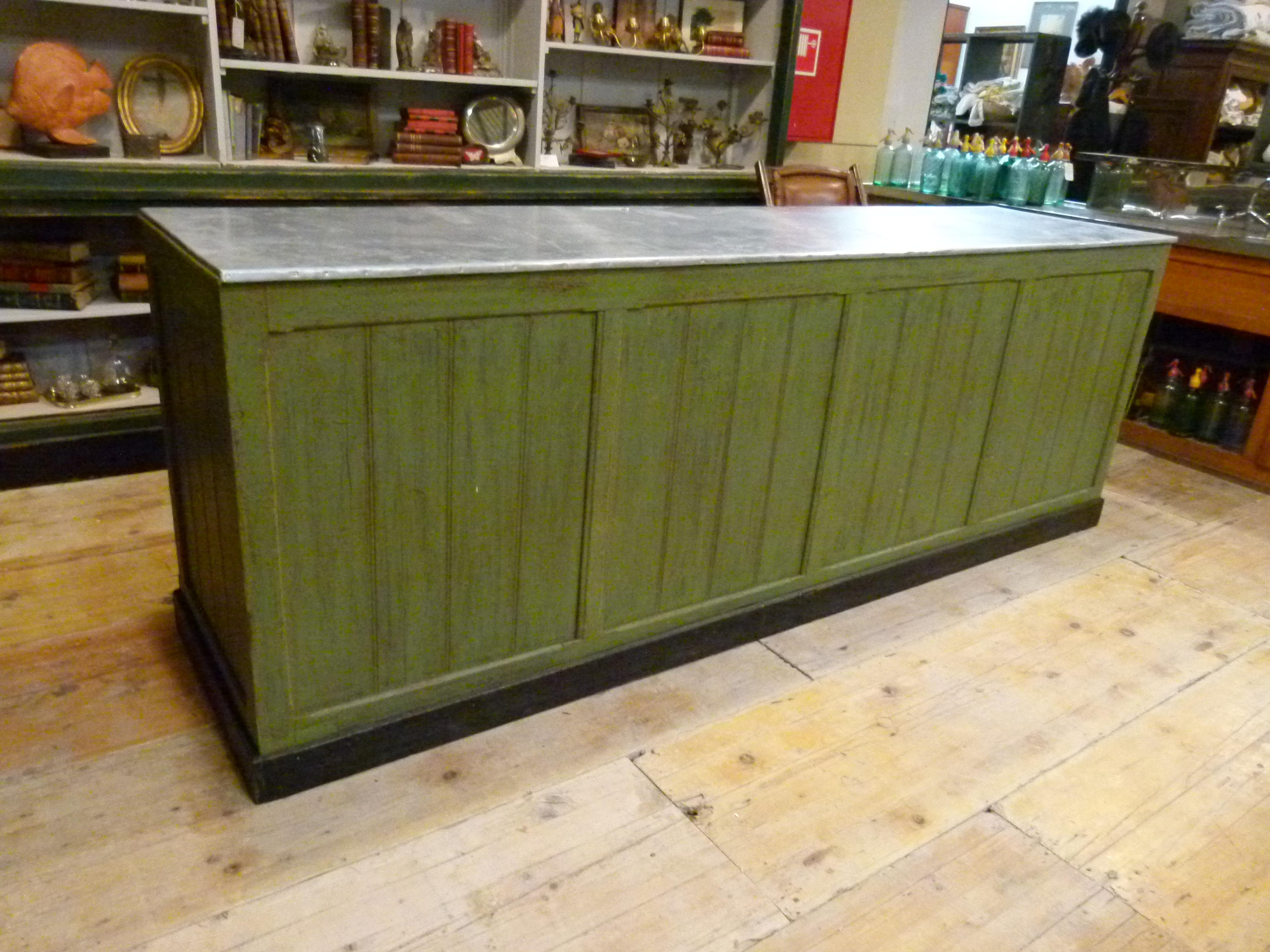 Patinated Large 20th Century Wooden Store Counter