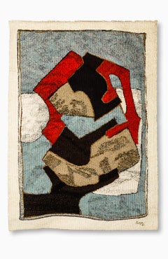 Large 20th Century Wool Wall Tapestrie by Albert Rouiller Swiss Abstract Art