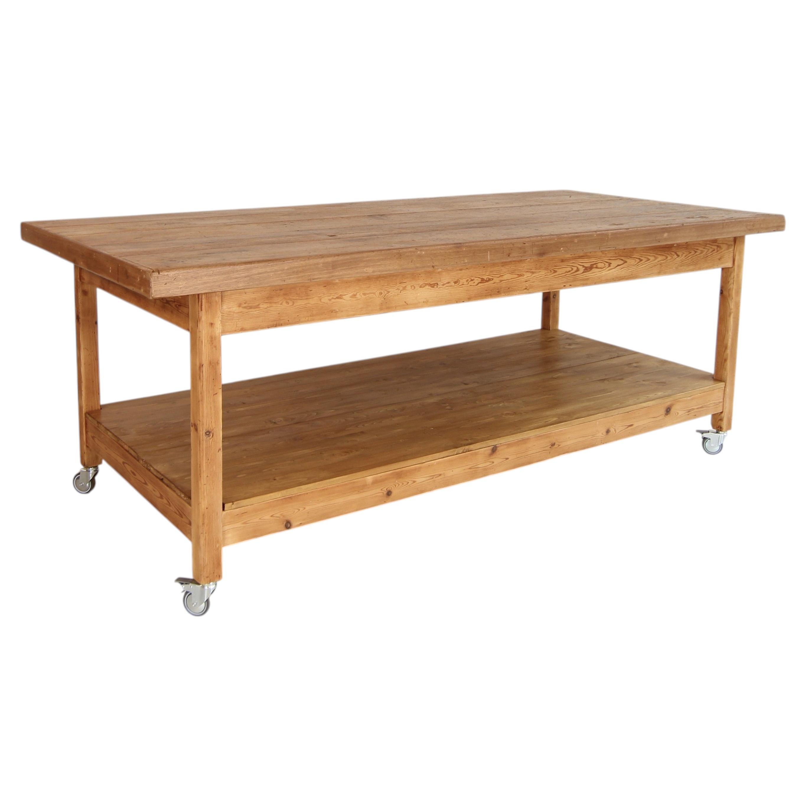 Large 20th Century Work Table, Kitchen Island