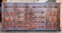 Large 20th Church Spanish Baroque Carved Walnut Tuscan Credenza or Buffet