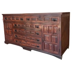 Large 20th Church Spanish Baroque Carved Walnut Tuscan Credenza or Buffet