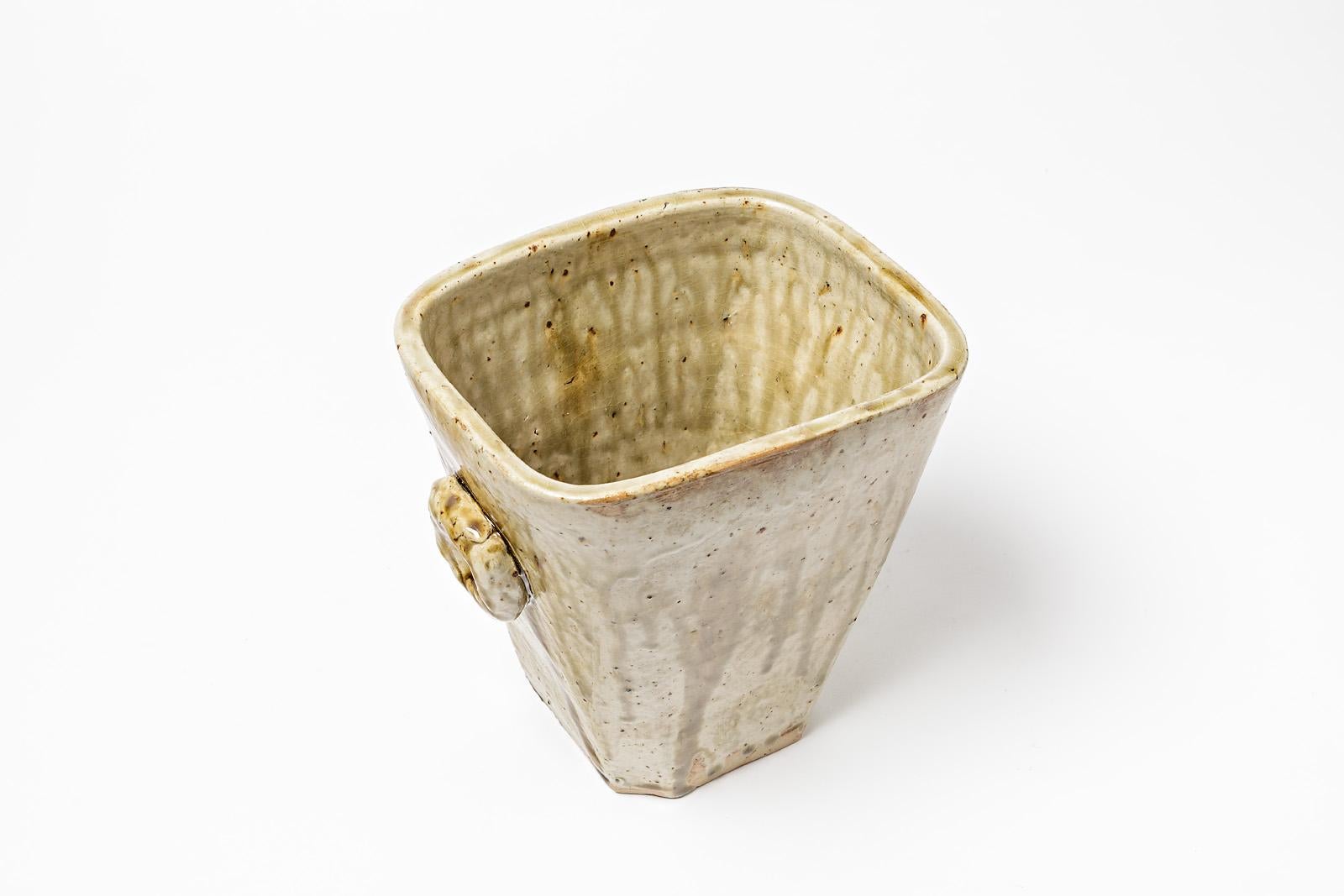 20ième siècle Grand vase en céramique grès du 20e siècle par F Guillaume La Borne Art Déco en vente