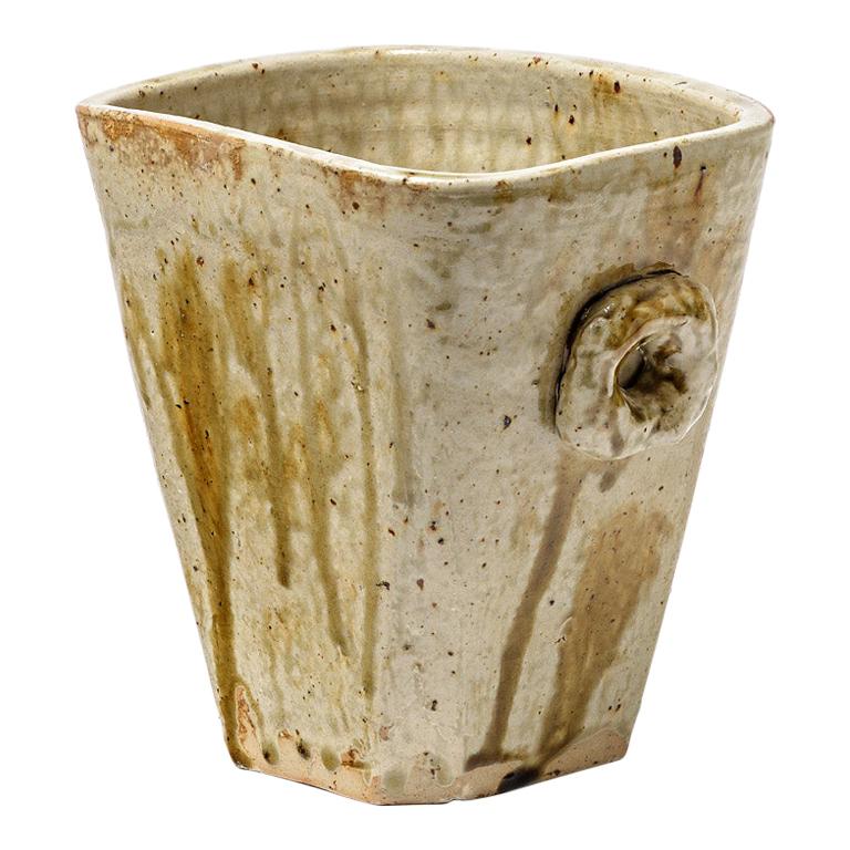 Large 20th Midcentury Stoneware Ceramic Vase by F Guillaume La Borne Art Deco For Sale