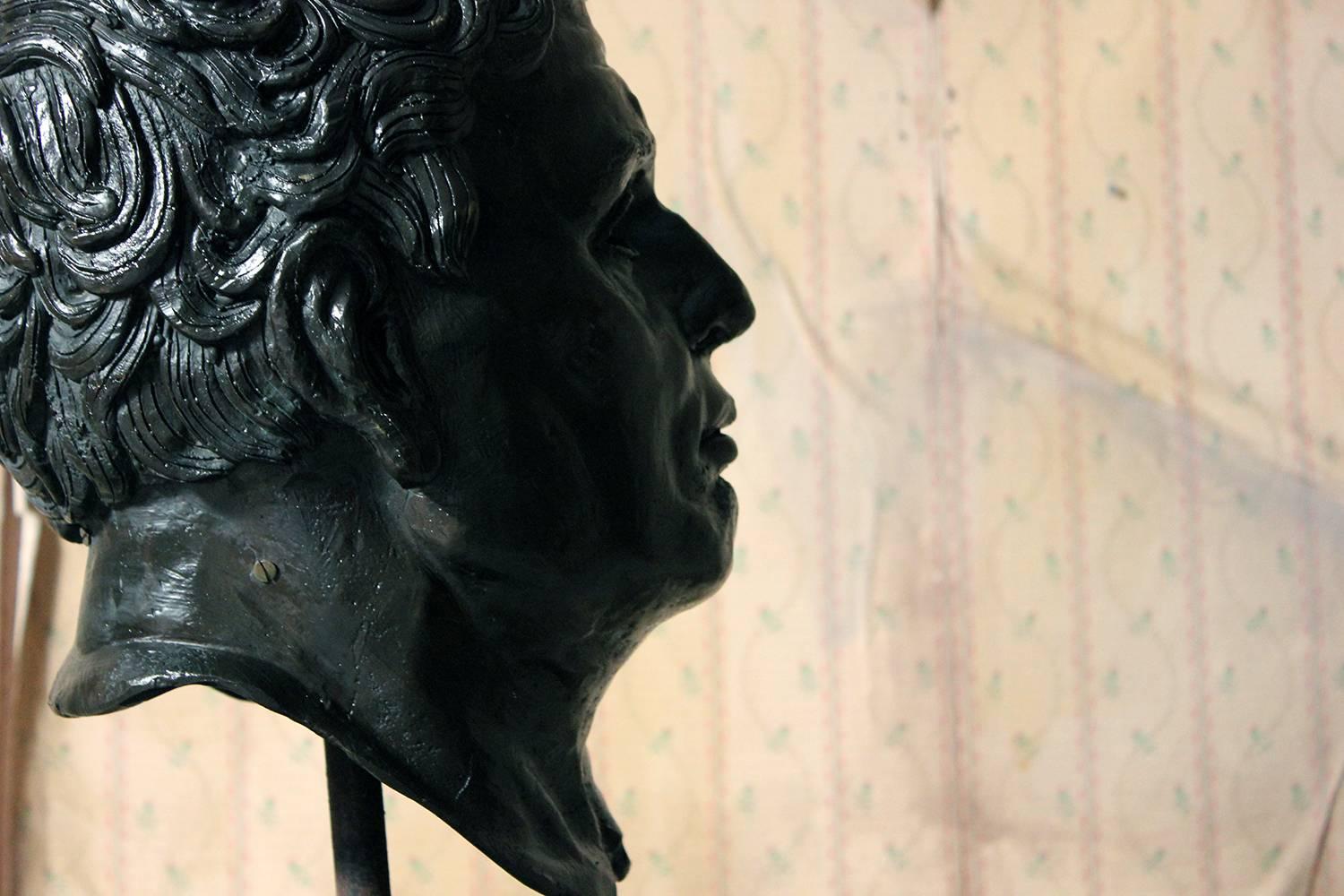 English Large 20th Century Bronze Portrait Bust of a Roman Republican