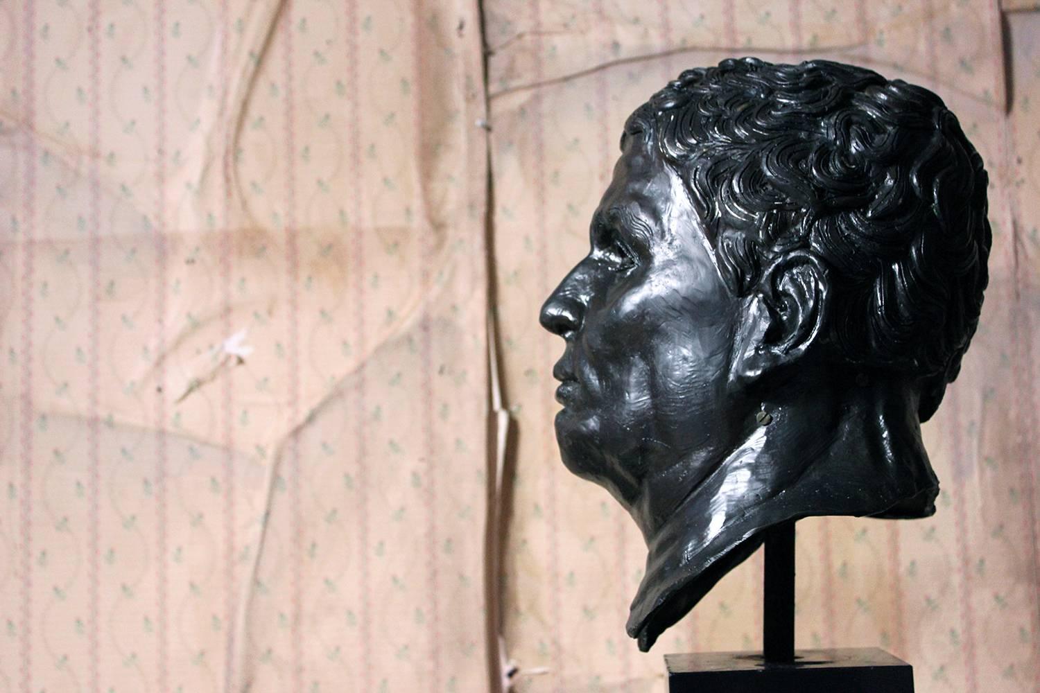 Cast Large 20th Century Bronze Portrait Bust of a Roman Republican