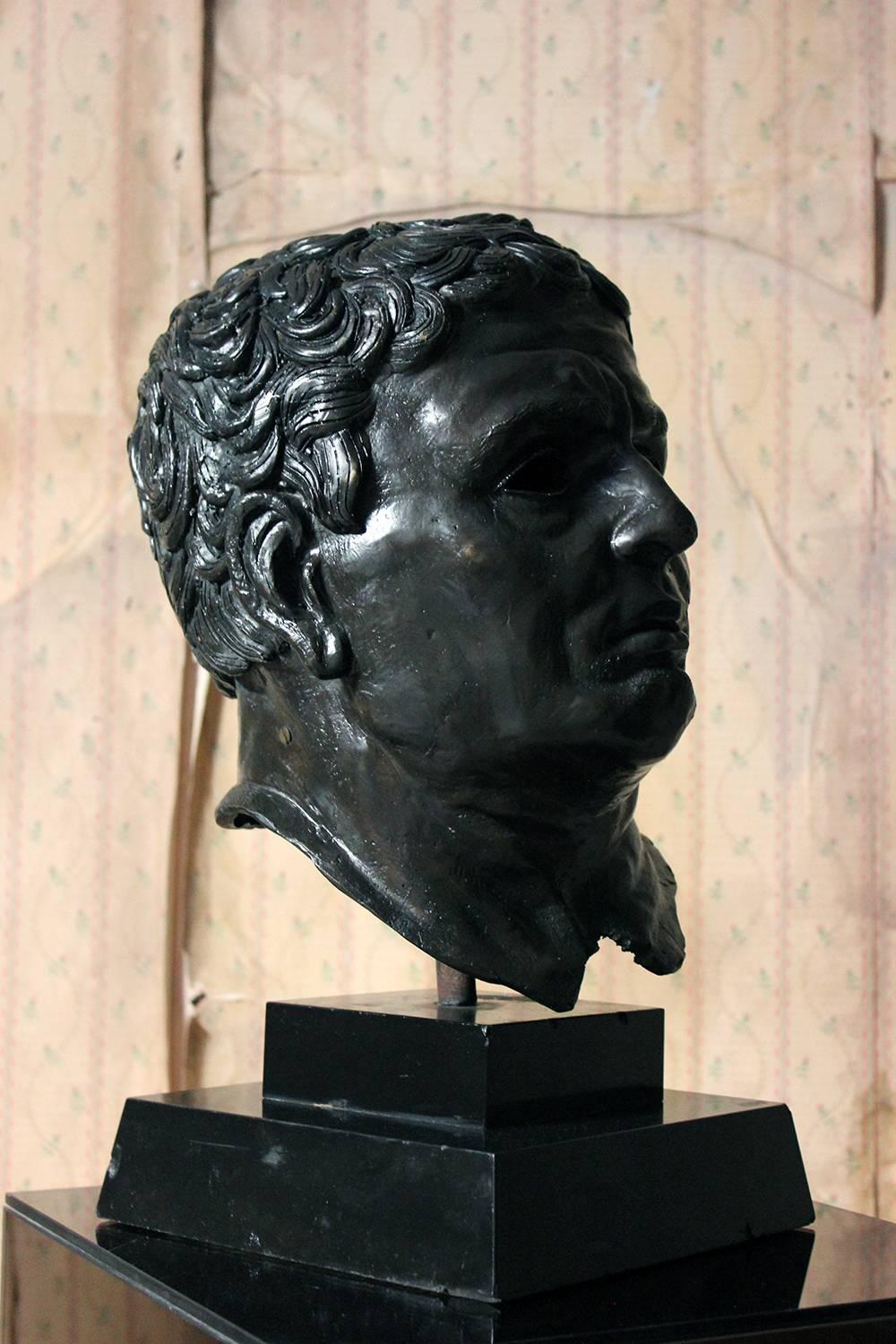 Large 20th Century Bronze Portrait Bust of a Roman Republican 1