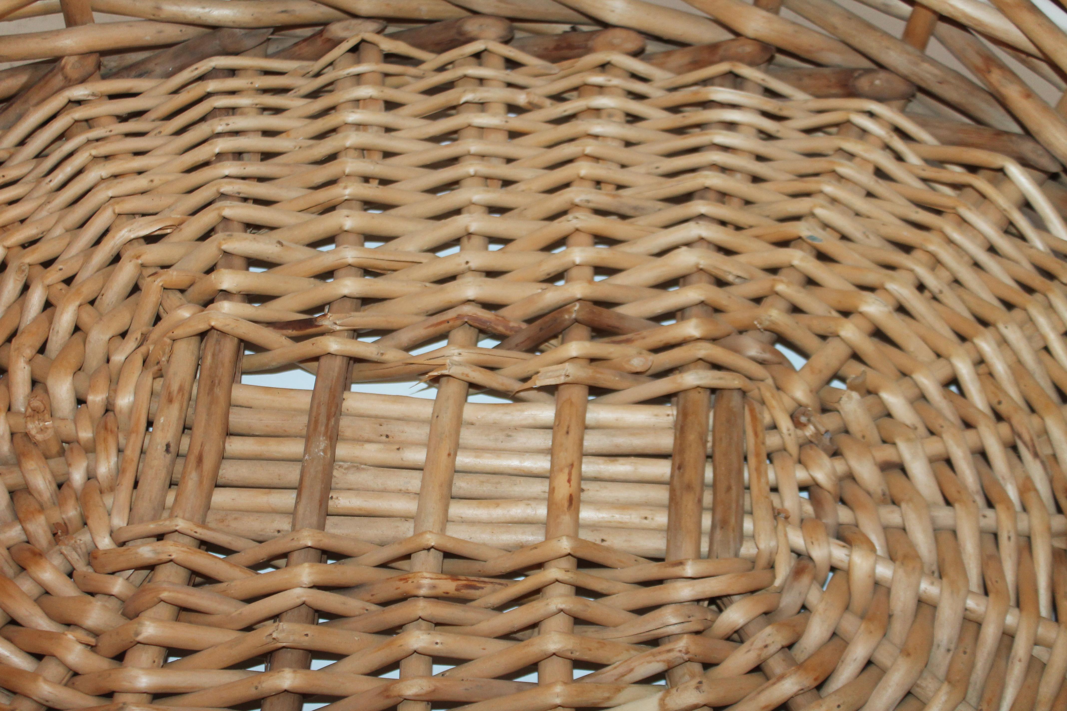 Mid-20th Century Large 20th Century Rustic Basket For Sale