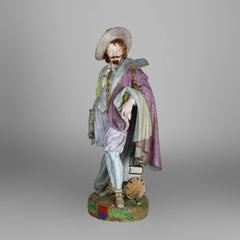 Large 21" French Paul Duboy Bisque Porcelain Polychromed Scholar Figure c1890